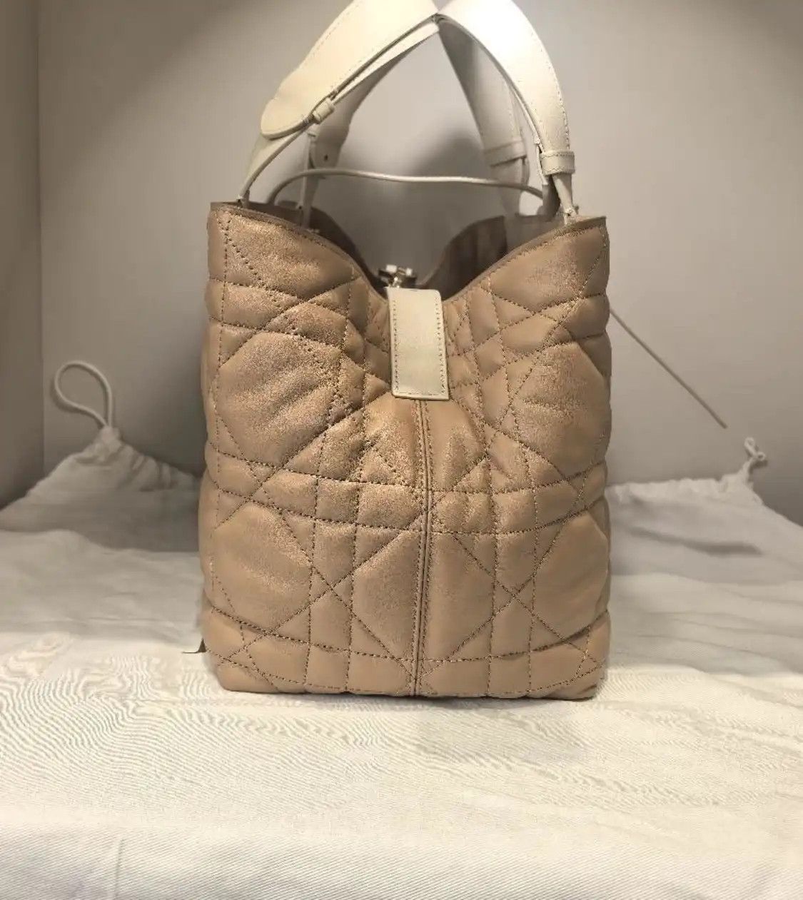 Dior DIOR Toujours color-block cowhide leather rattan plaid quilted handbag sub-pocke Size ONE SIZE - 4 Thumbnail