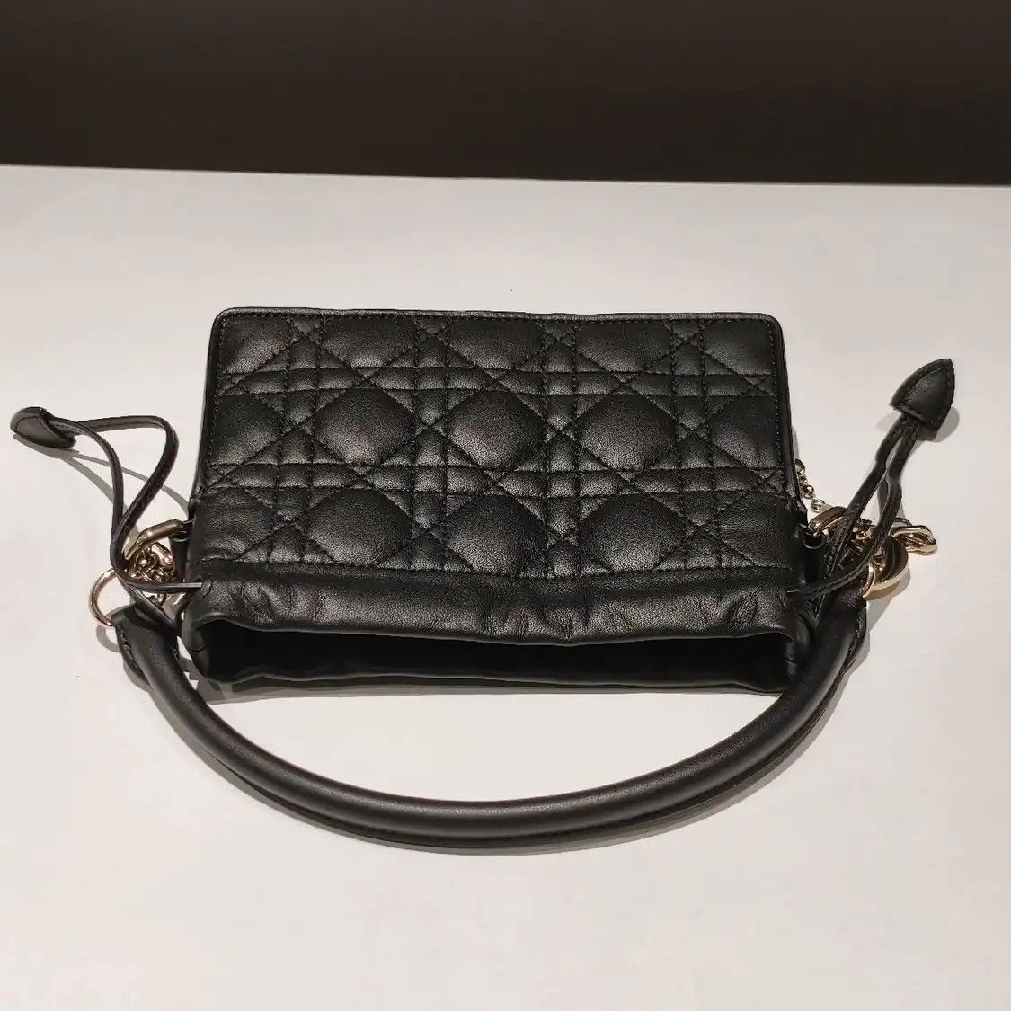 Dior DIOR Lady Dior Milly mini black sheepskin rattan plaid quilted crossbody bag det Size ONE SIZE - 4 Thumbnail