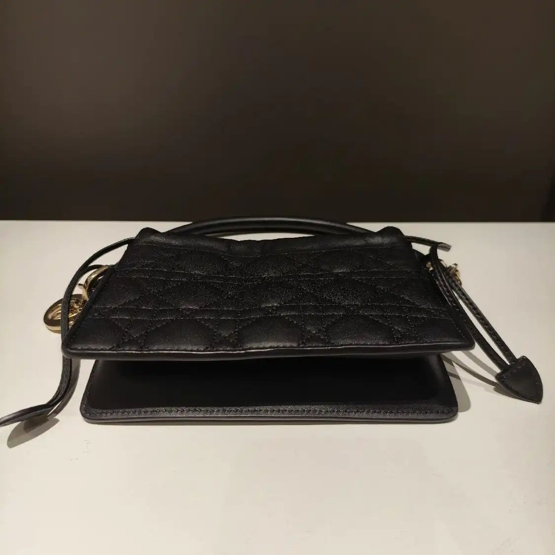 Dior DIOR Lady Dior Milly mini black sheepskin rattan plaid quilted crossbody bag det Size ONE SIZE - 2 Thumbnail