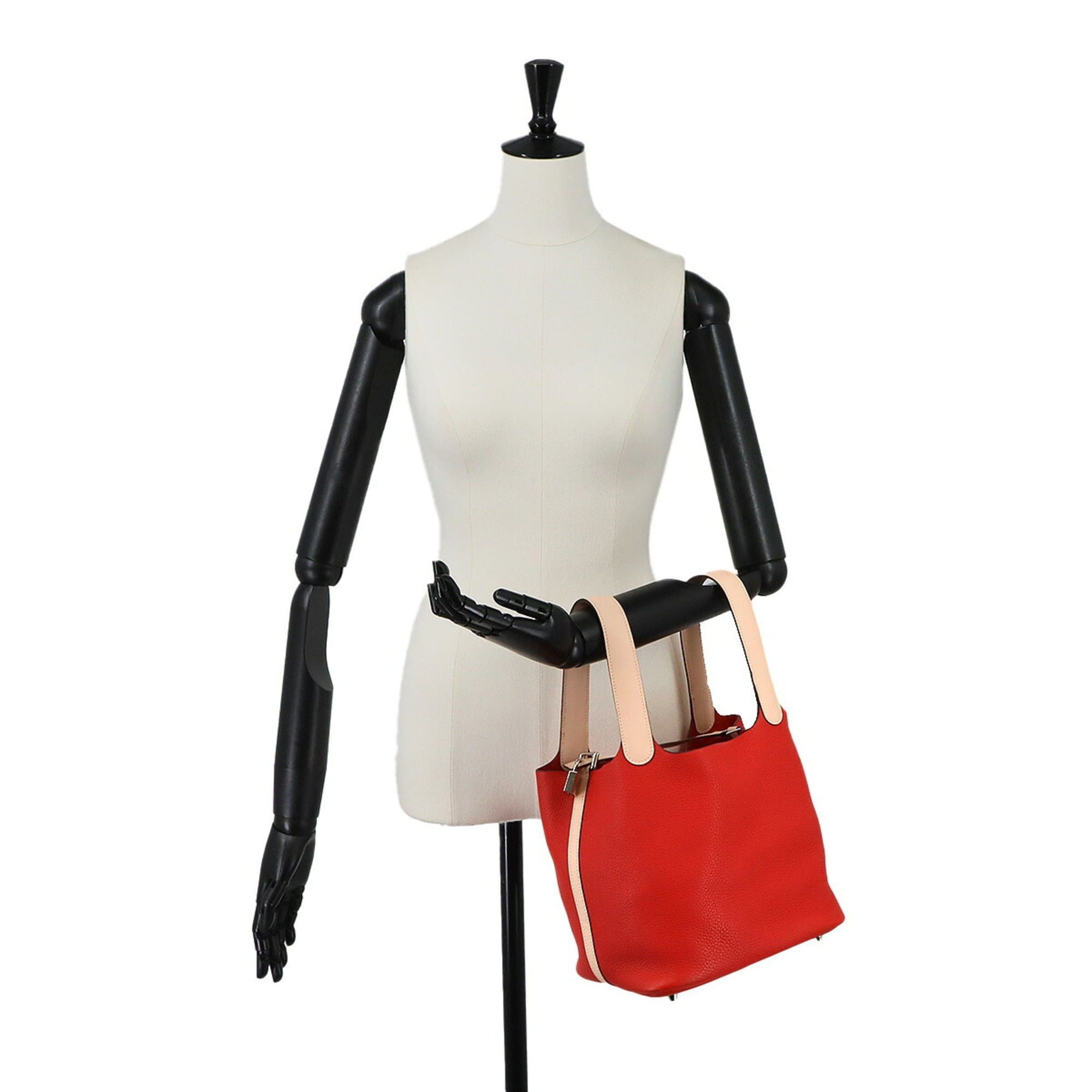 Hermes Piko Hermes Picotin Lock Touch 22 MM Handbag, Taurillon Clemence Swift Leather, Rouge Tomato/Rose Eglantine, X Stamp. Size ONE SIZE - 10 Thumbnail