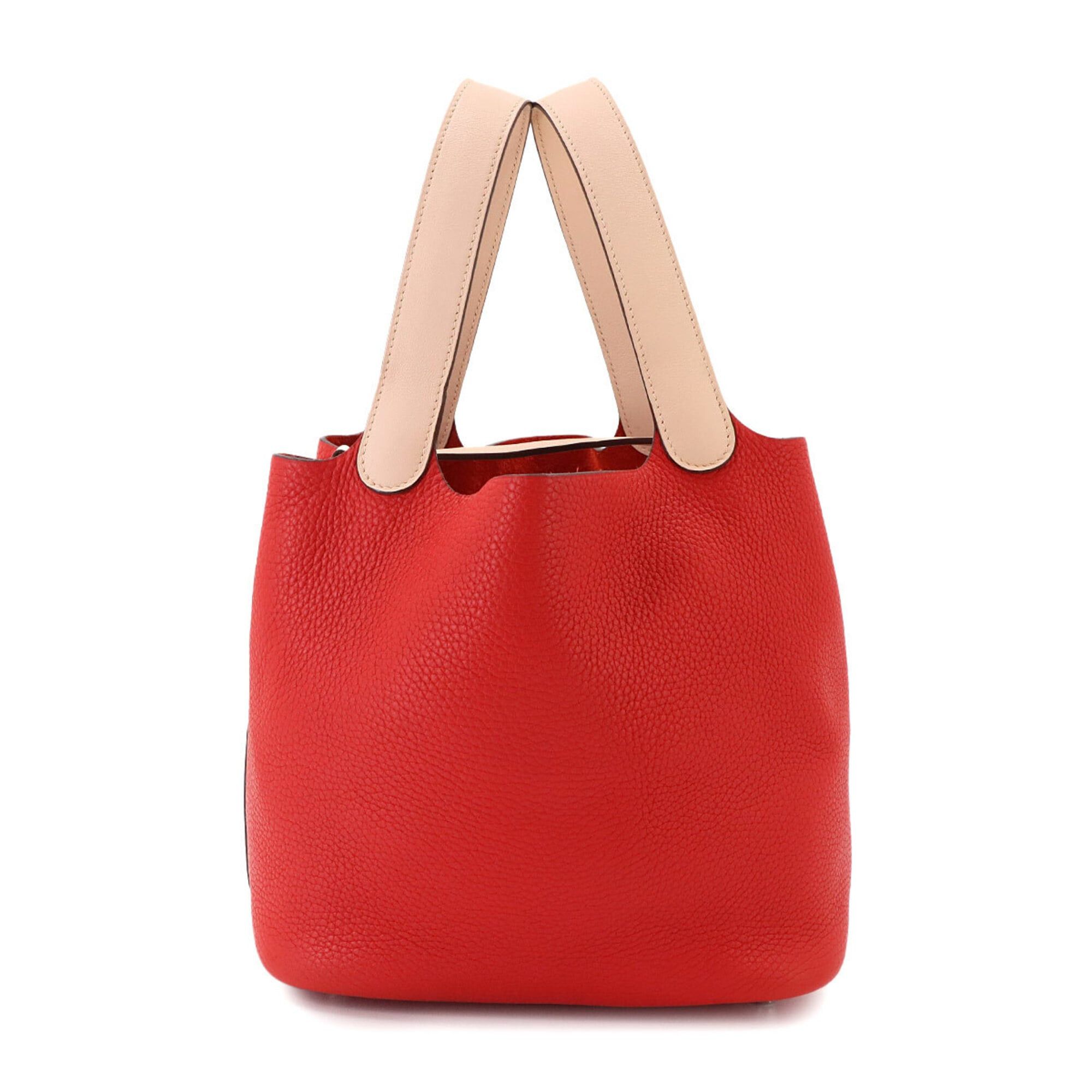 Hermes Piko Hermes Picotin Lock Touch 22 MM Handbag, Taurillon Clemence Swift Leather, Rouge Tomato/Rose Eglantine, X Stamp. Size ONE SIZE - 2 Thumbnail