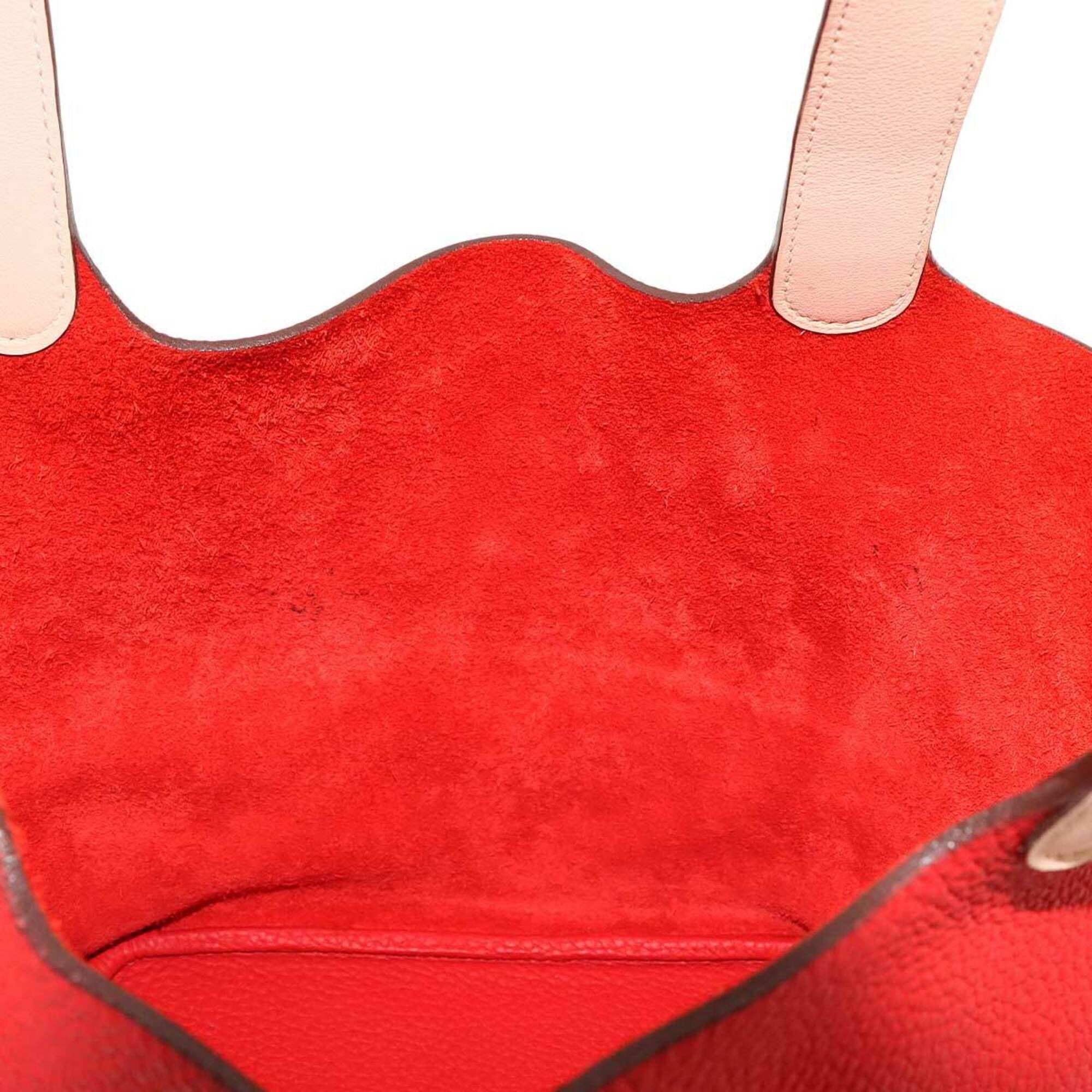 Hermes Piko Hermes Picotin Lock Touch 22 MM Handbag, Taurillon Clemence Swift Leather, Rouge Tomato/Rose Eglantine, X Stamp. Size ONE SIZE - 8 Thumbnail