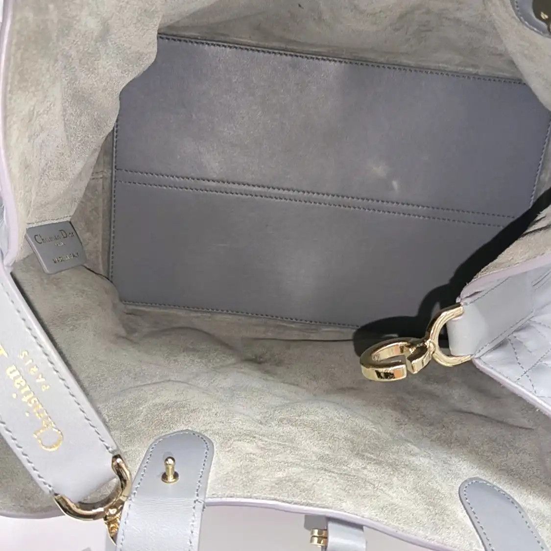 Dior DIOR Toujours Medium grey cowhide leather rattan plaid quilted handbag shoulder Size ONE SIZE - 7 Thumbnail