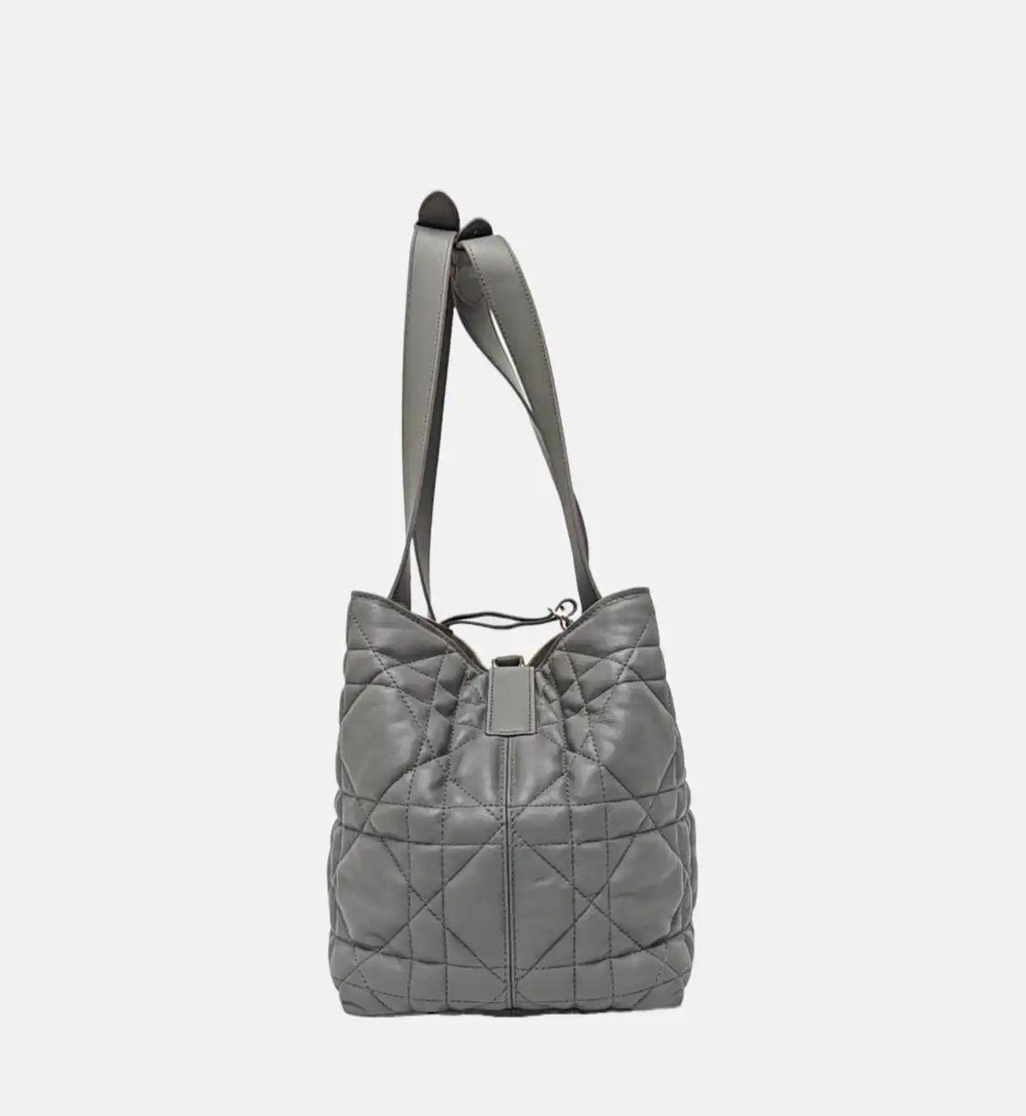 Dior DIOR Toujours Medium grey cowhide leather rattan plaid quilted handbag shoulder Size ONE SIZE - 3 Thumbnail