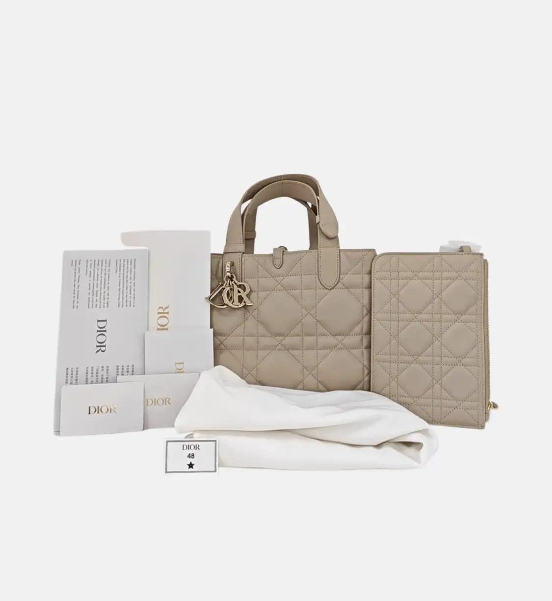 Dior DIOR Toujours Medium khaki cowhide leather rattan plaid quilted handbag shoulder Size ONE SIZE - 8 Thumbnail