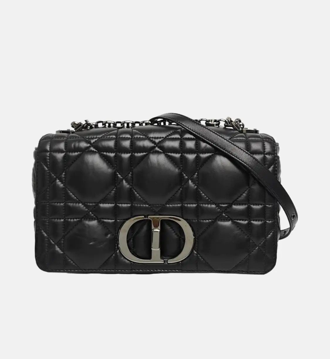 Dior DIOR Caro Medium black cowhide leather rattan plaid quilted flap bag chain bag s Size ONE SIZE - 8 Thumbnail