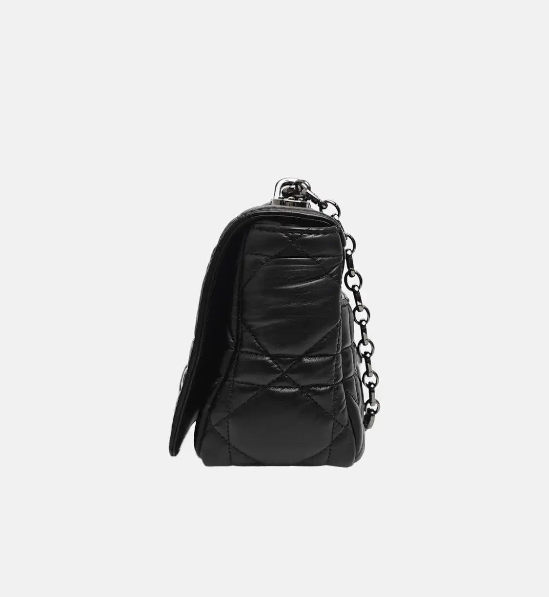 Dior DIOR Caro Medium black cowhide leather rattan plaid quilted flap bag chain bag s Size ONE SIZE - 3 Thumbnail