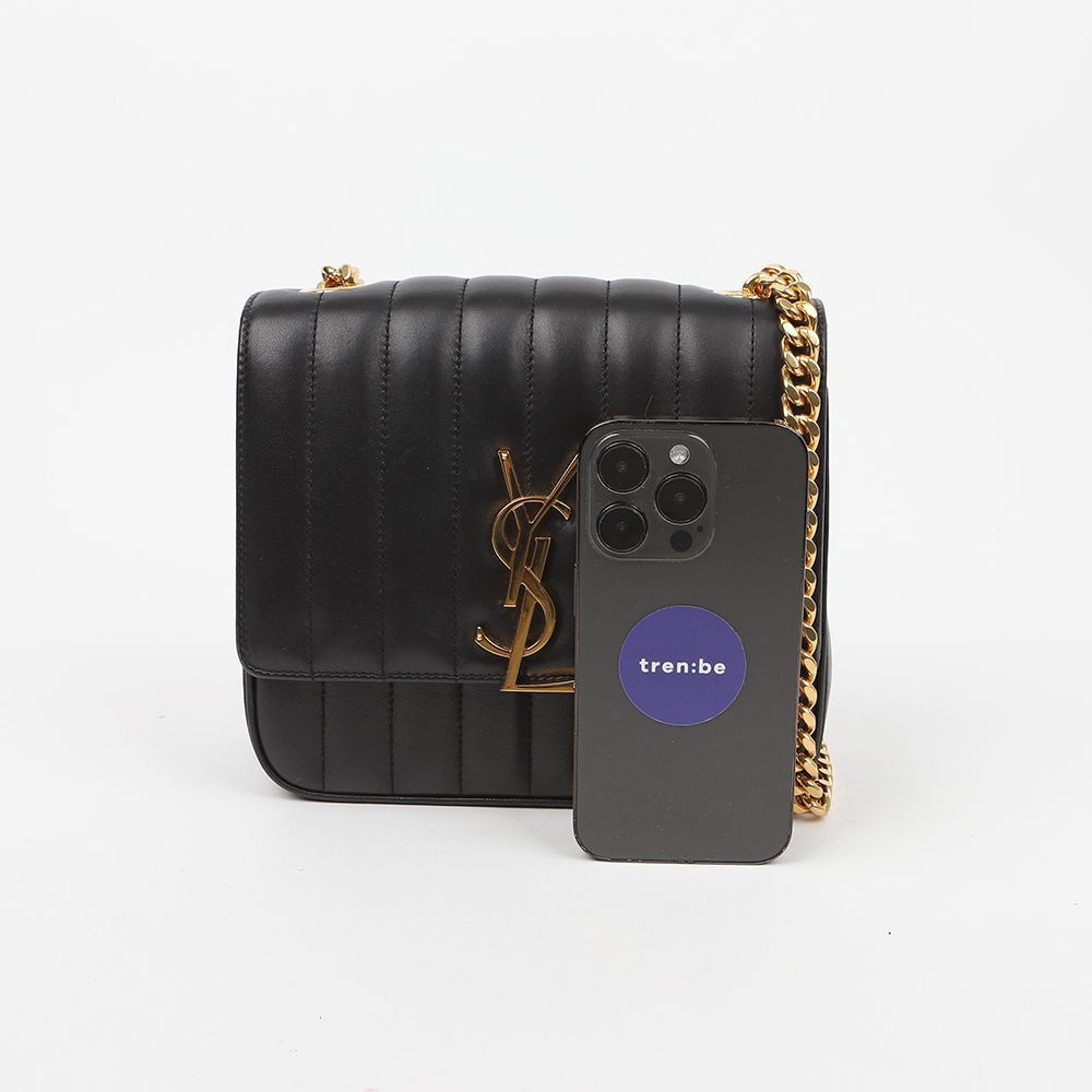 Yves Saint Laurent Medium Leather Vicky Chain Shoulder and Crossbody Bag Black Size ONE SIZE - 10 Thumbnail