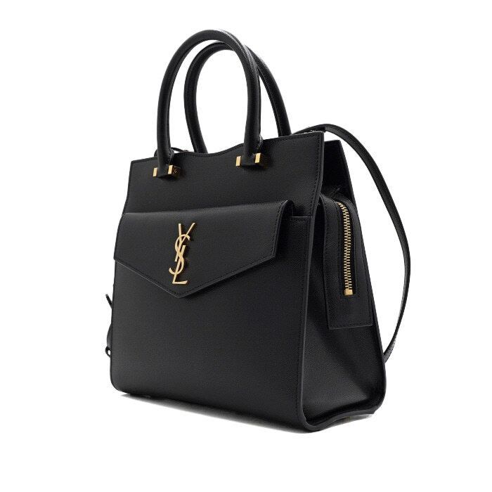 Yves Saint Laurent Black Grain Leather Uptown Envelope Small Tote Bag Shoulder Size ONE SIZE - 2 Thumbnail