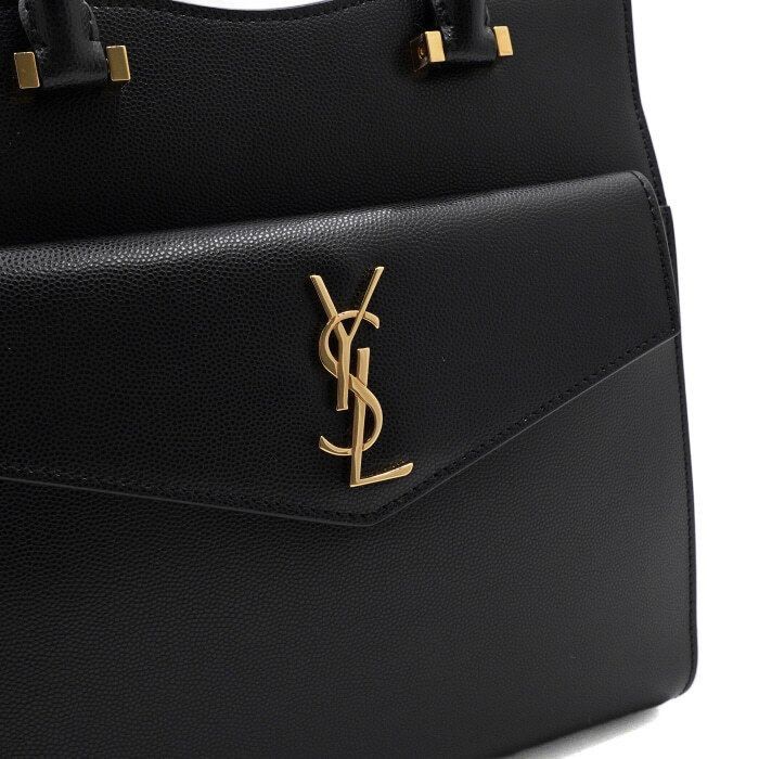 Yves Saint Laurent Black Grain Leather Uptown Envelope Small Tote Bag Shoulder Size ONE SIZE - 8 Thumbnail