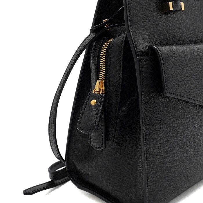 Yves Saint Laurent Black Grain Leather Uptown Envelope Small Tote Bag Shoulder Size ONE SIZE - 7 Thumbnail