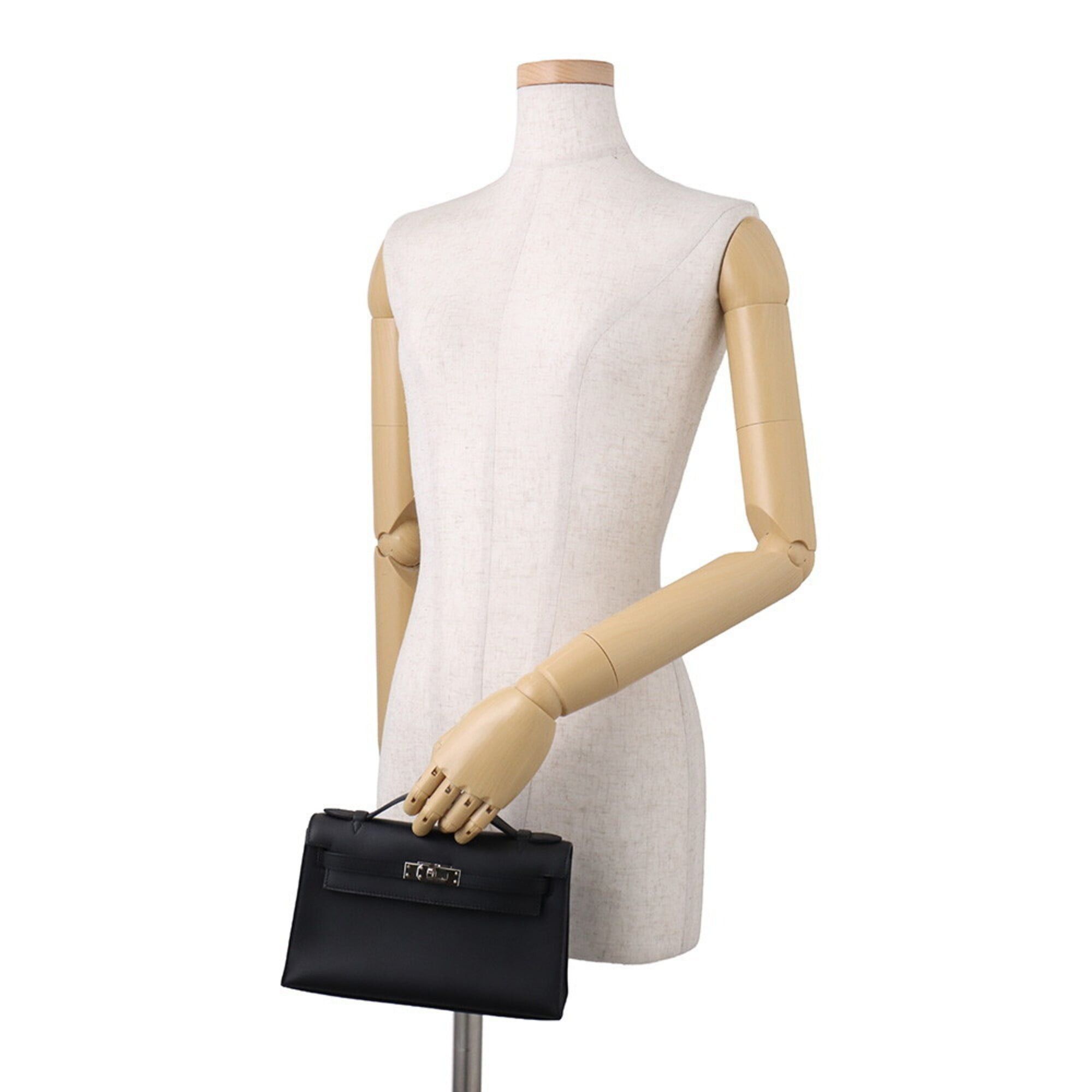 Hermes Hermes handbag, Pochette Kelly, black Swift leather, U stamp, HERMES, black, women's, HERMES Size ONE SIZE - 4 Thumbnail
