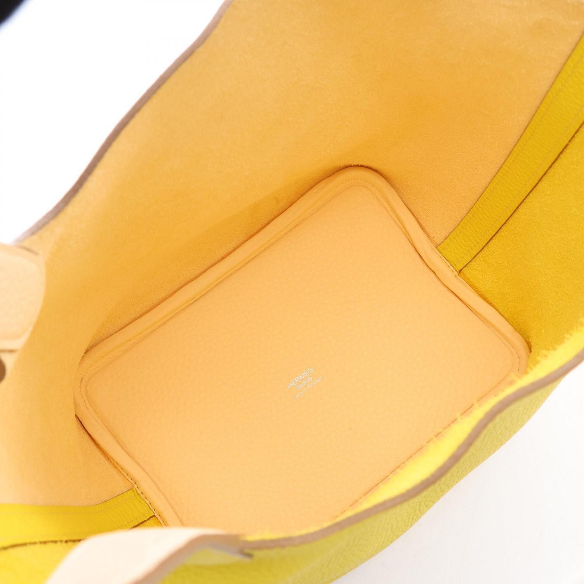 Hermes Hermes Picotin Lock PM Casaque Lime Nata Handbag, Taurillon Clemence Leather, Women's, Yellow/Ivory Size ONE SIZE - 3 Thumbnail