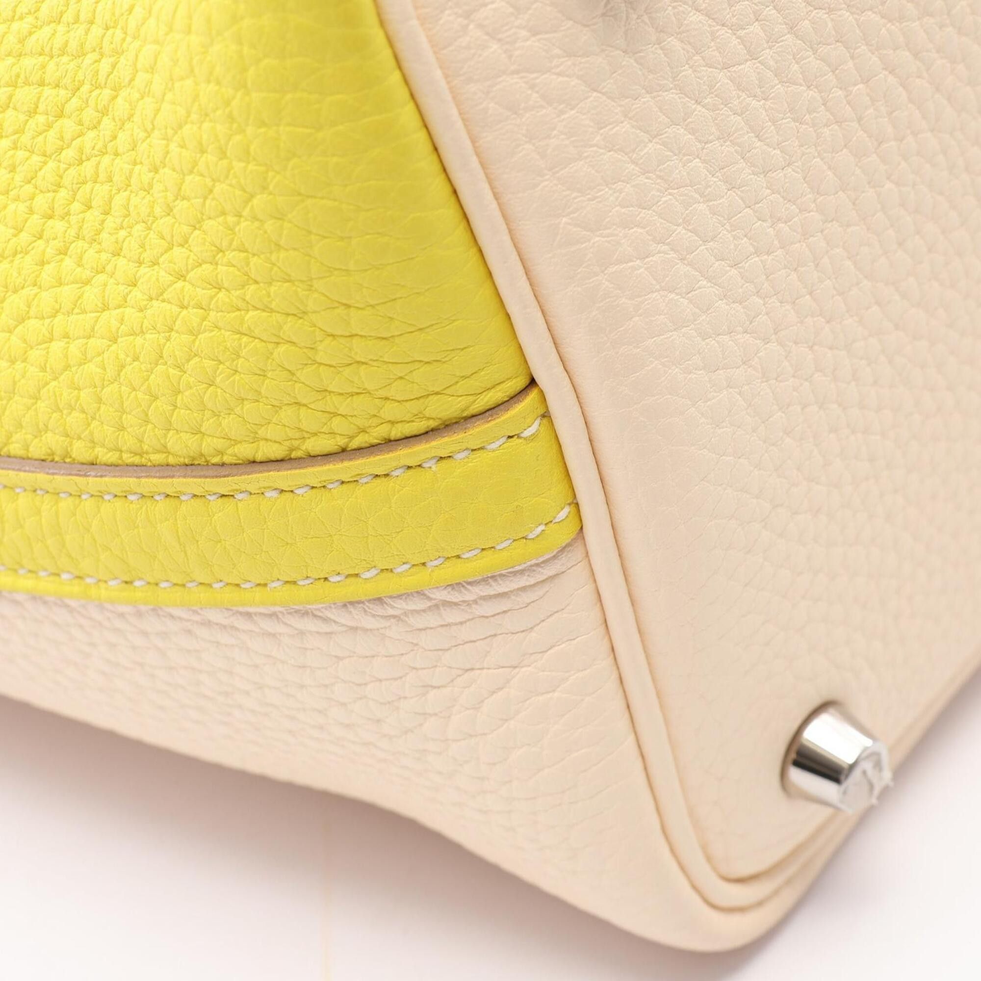 Hermes Hermes Picotin Lock PM Casaque Lime Nata Handbag, Taurillon Clemence Leather, Women's, Yellow/Ivory Size ONE SIZE - 6 Thumbnail