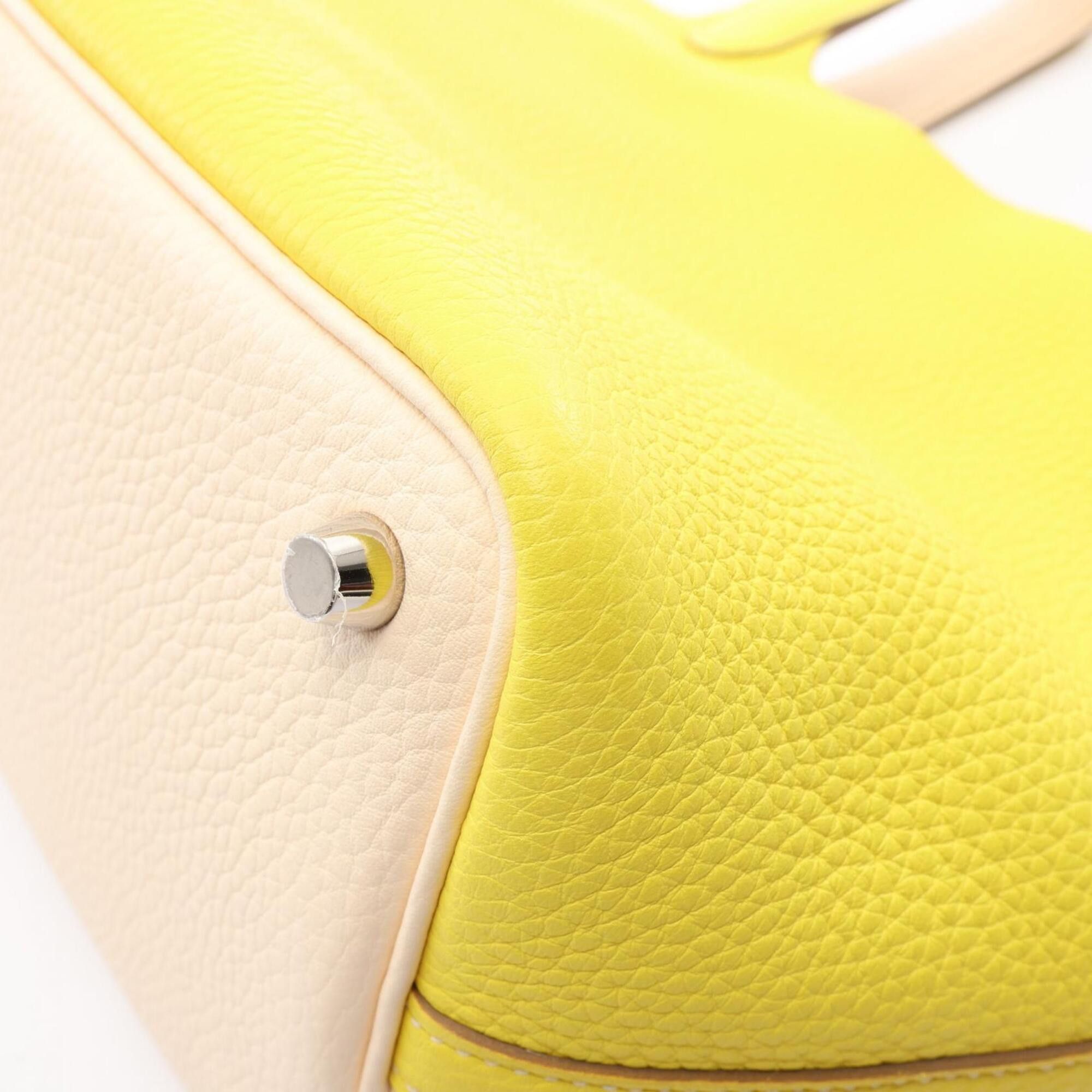 Hermes Hermes Picotin Lock PM Casaque Lime Nata Handbag, Taurillon Clemence Leather, Women's, Yellow/Ivory Size ONE SIZE - 7 Thumbnail