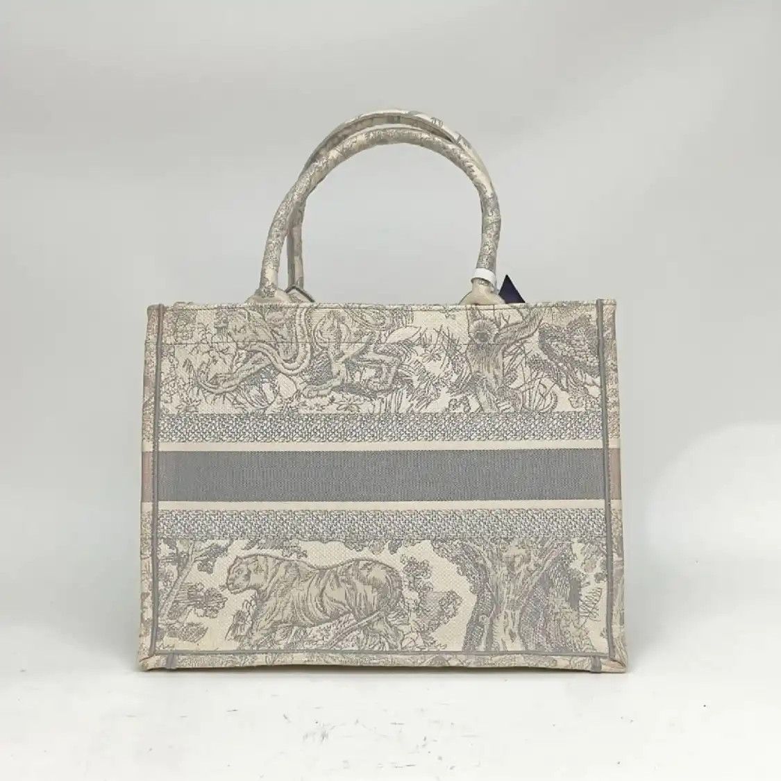 Dior DIOR Book Tote Medium grey canvas handbag Size ONE SIZE - 4 Thumbnail