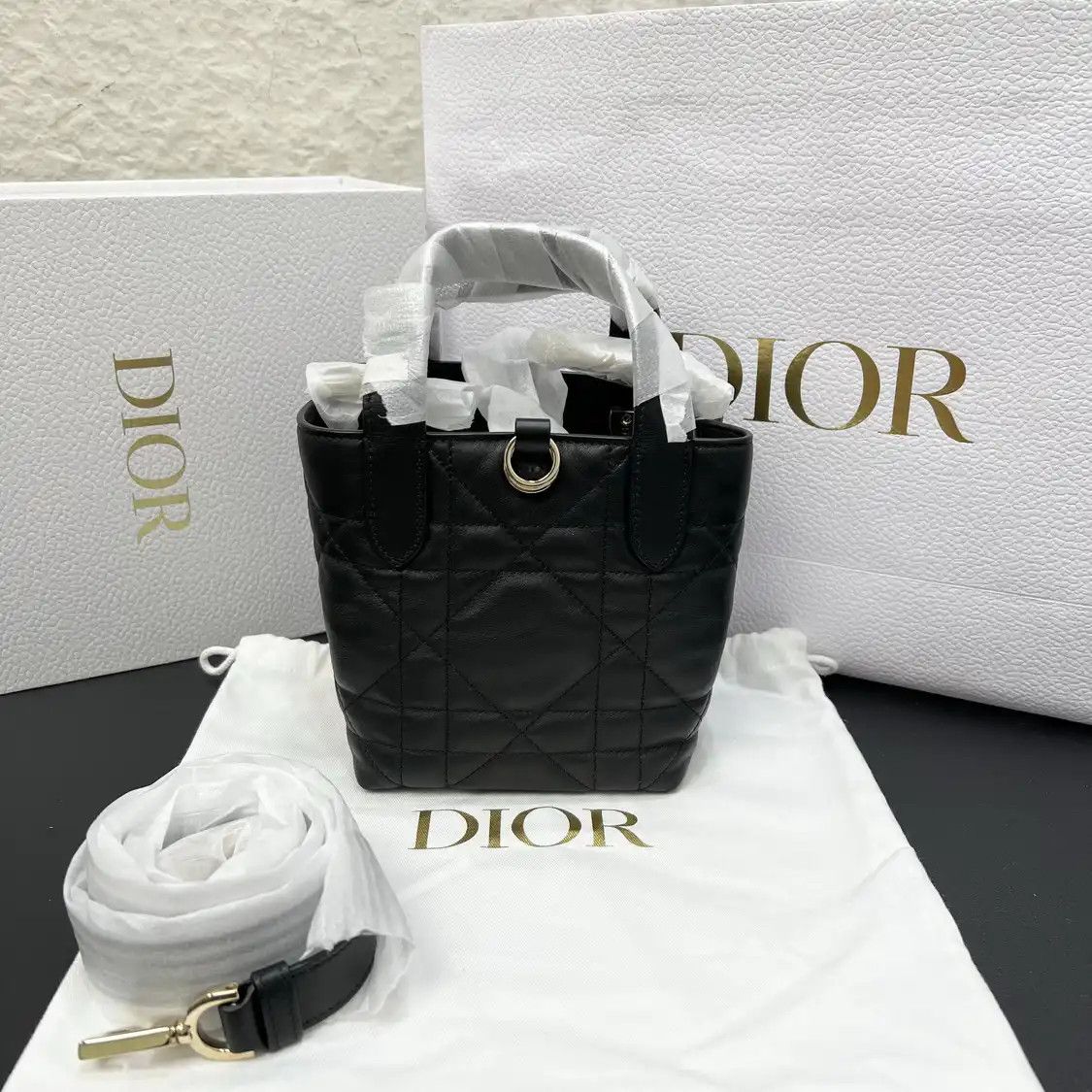 Dior DIOR Toujours Nano black cowhide leather rattan plaid quilted crossbody bag deta Size ONE SIZE - 4 Thumbnail