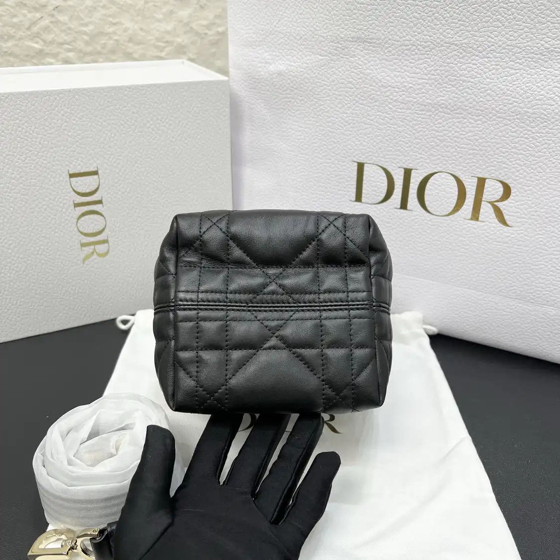 Dior DIOR Toujours Nano black cowhide leather rattan plaid quilted crossbody bag deta Size ONE SIZE - 5 Thumbnail