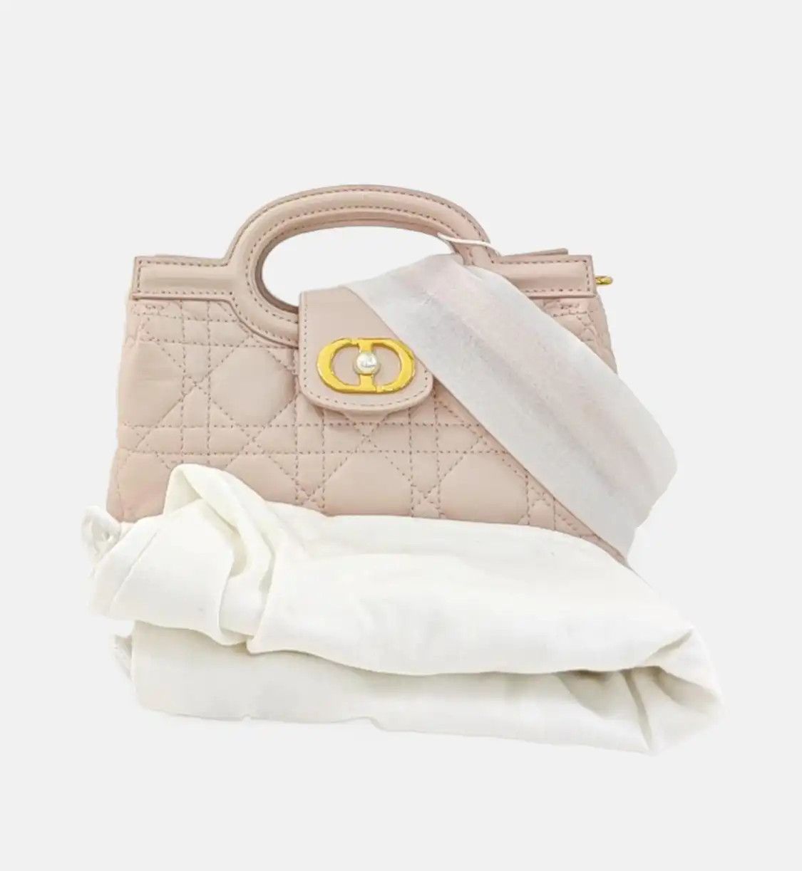 Dior DIOR Jolie Top Handle mini pink sheepskin rattan plaid quilted shoulder bag hand Size ONE SIZE - 8 Thumbnail