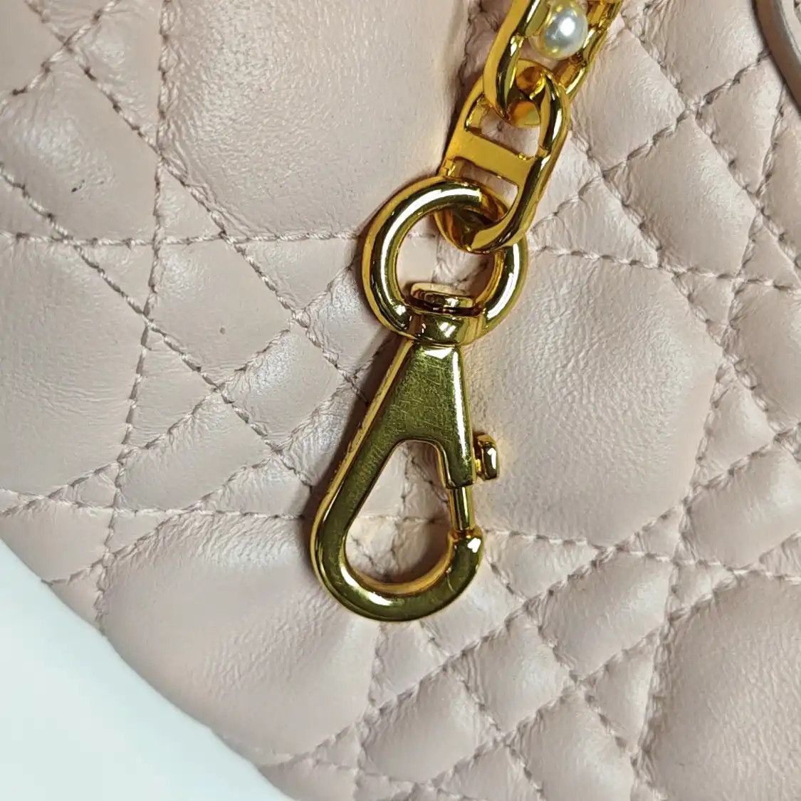 Dior DIOR Jolie Top Handle mini pink sheepskin rattan plaid quilted shoulder bag hand Size ONE SIZE - 12 Thumbnail