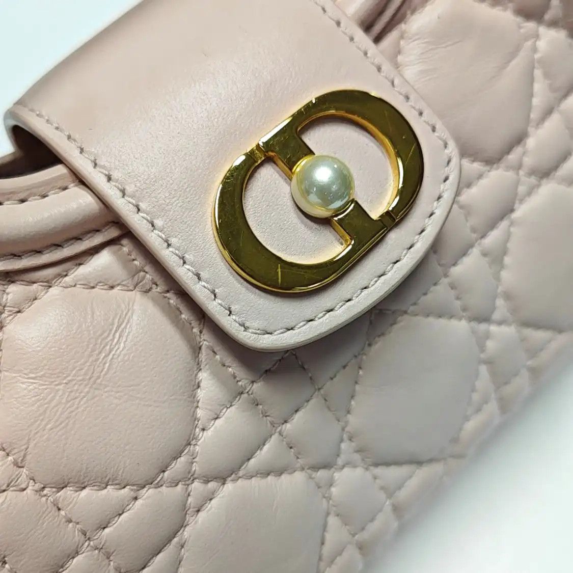 Dior DIOR Jolie Top Handle mini pink sheepskin rattan plaid quilted shoulder bag hand Size ONE SIZE - 9 Thumbnail