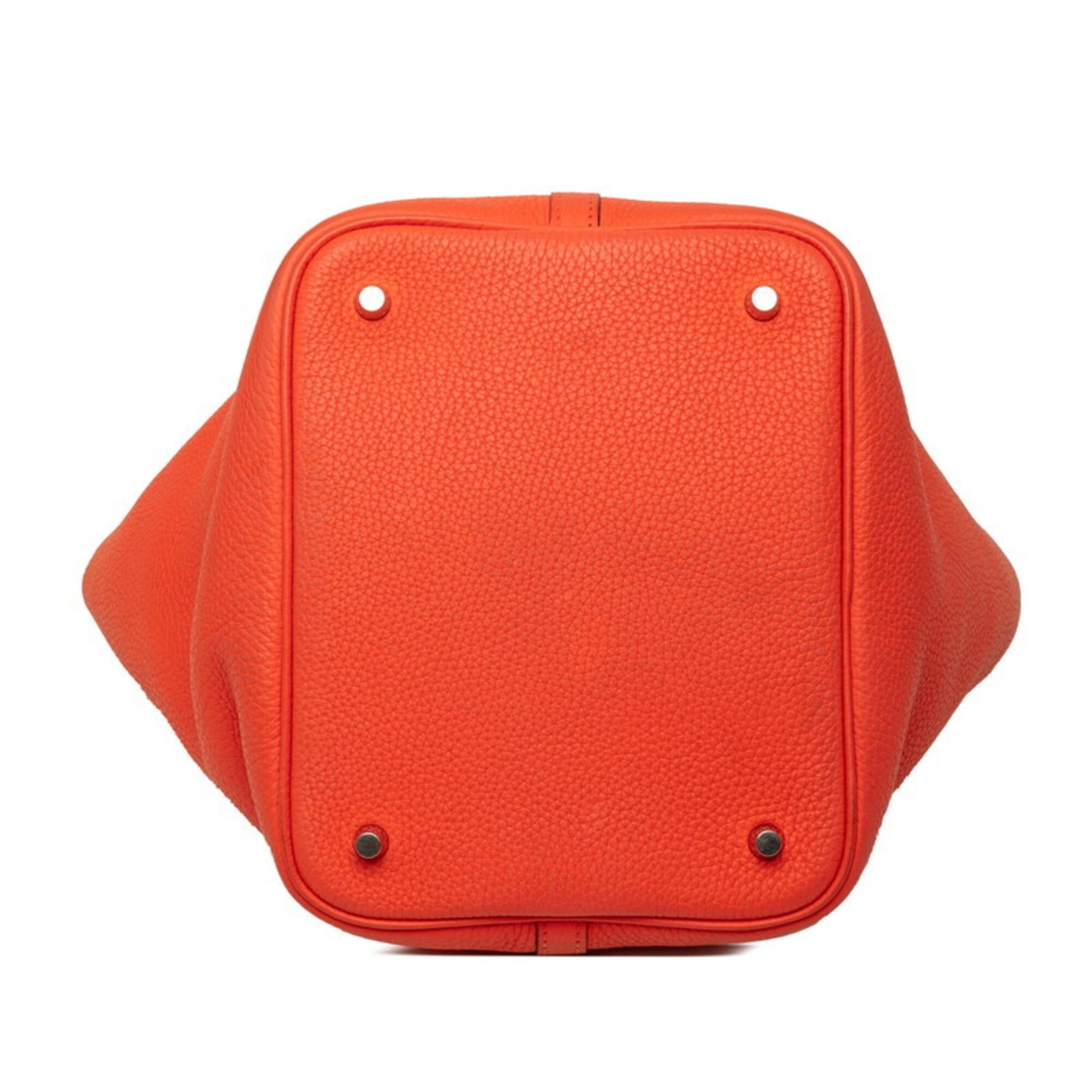 Hermes Hermes Picotin Lock Touch MM Handbag, Red/Orange, Silver Hardware, Taurillon Clemence Swift Leather, Women's. Size ONE SIZE - 3 Thumbnail