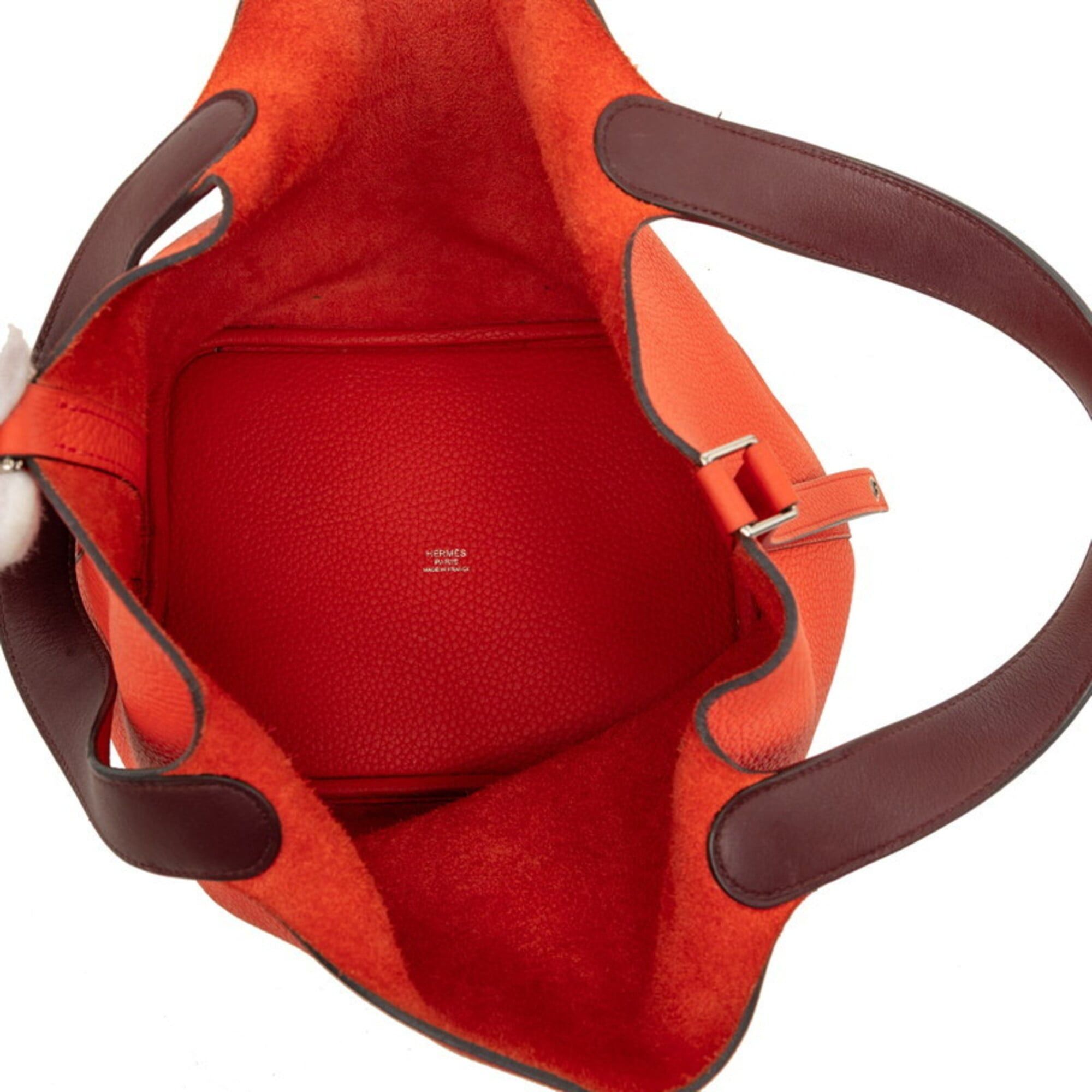 Hermes Hermes Picotin Lock Touch MM Handbag, Red/Orange, Silver Hardware, Taurillon Clemence Swift Leather, Women's. Size ONE SIZE - 4 Thumbnail