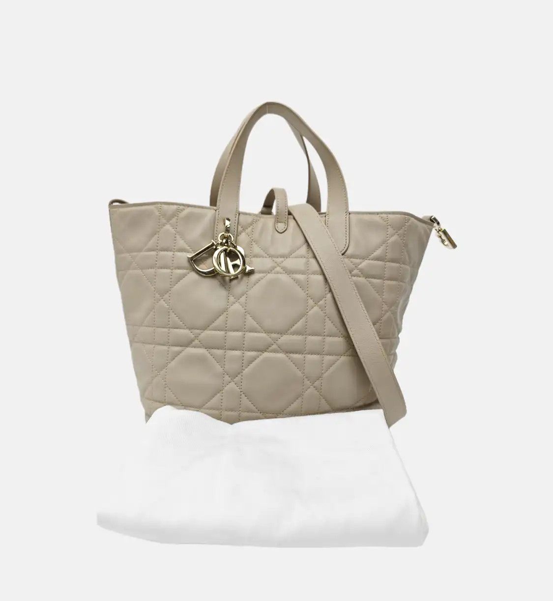 Dior DIOR Toujours khaki cowhide leather rattan plaid quilted shoulder bag handbag cr Size ONE SIZE - 7 Thumbnail
