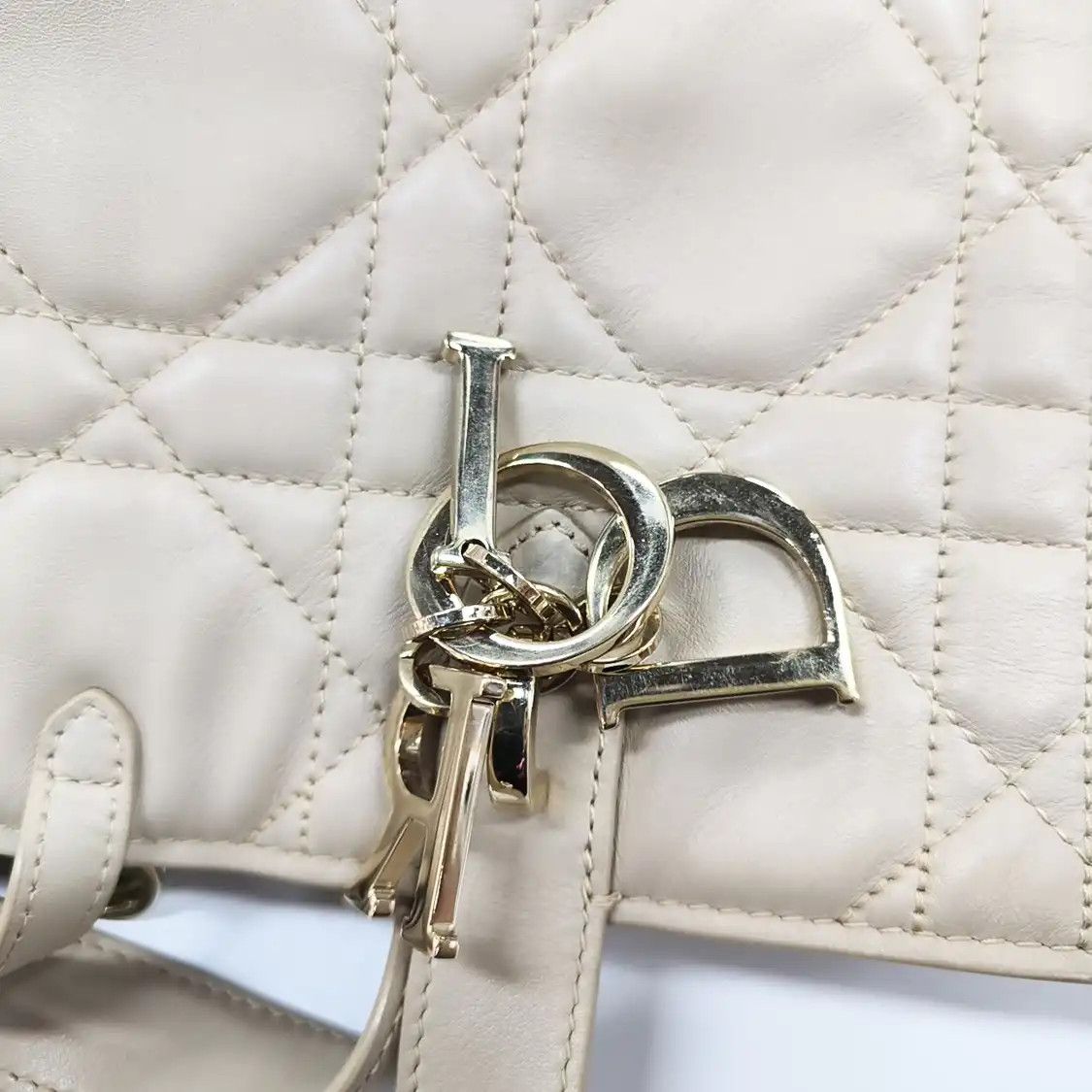 Dior DIOR Toujours khaki cowhide leather rattan plaid quilted shoulder bag handbag cr Size ONE SIZE - 13 Thumbnail