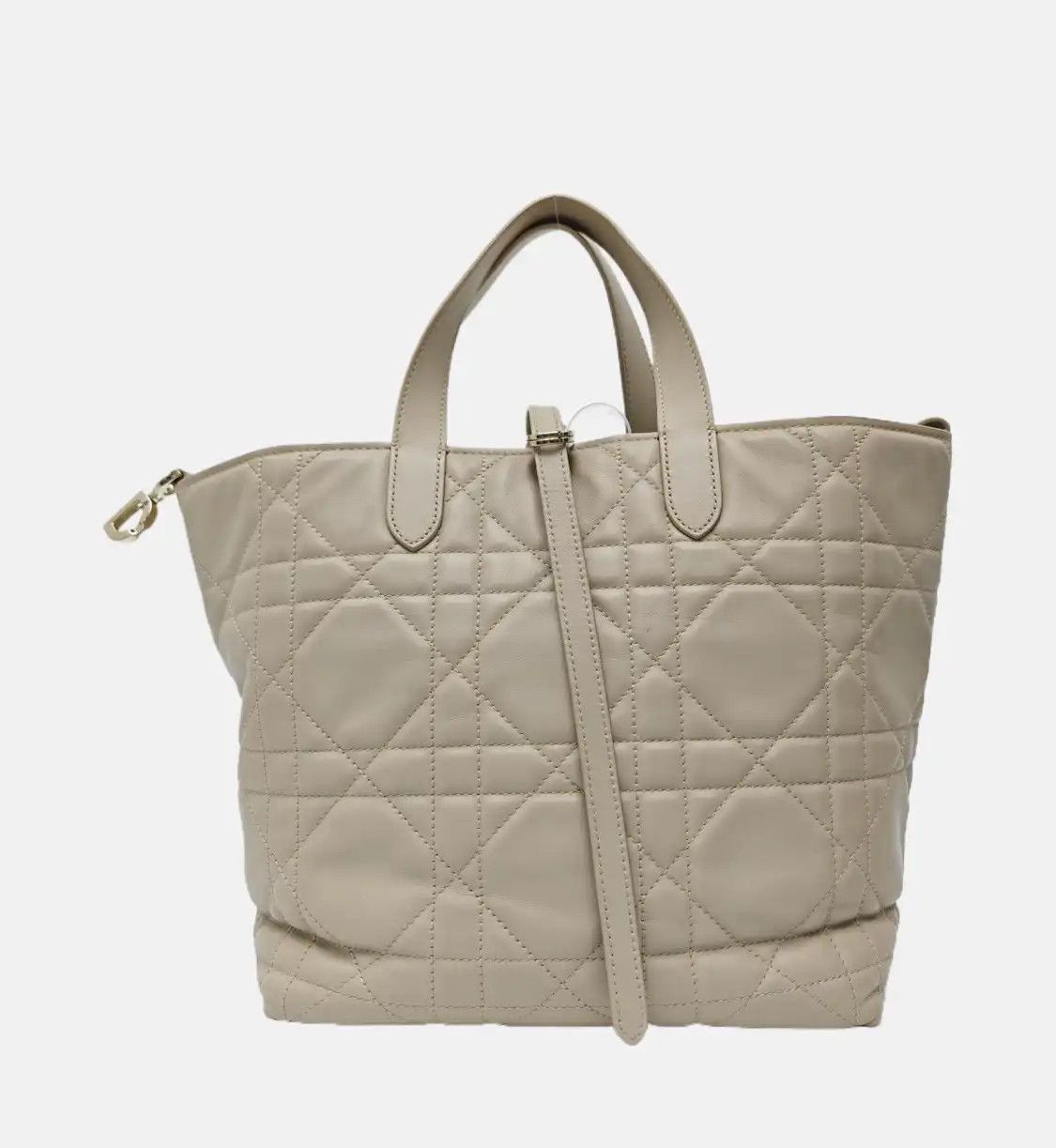 Dior DIOR Toujours khaki cowhide leather rattan plaid quilted shoulder bag handbag cr Size ONE SIZE - 4 Thumbnail