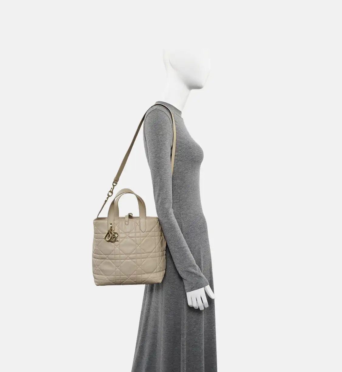 Dior DIOR Toujours khaki cowhide leather rattan plaid quilted shoulder bag handbag cr Size ONE SIZE - 2 Thumbnail