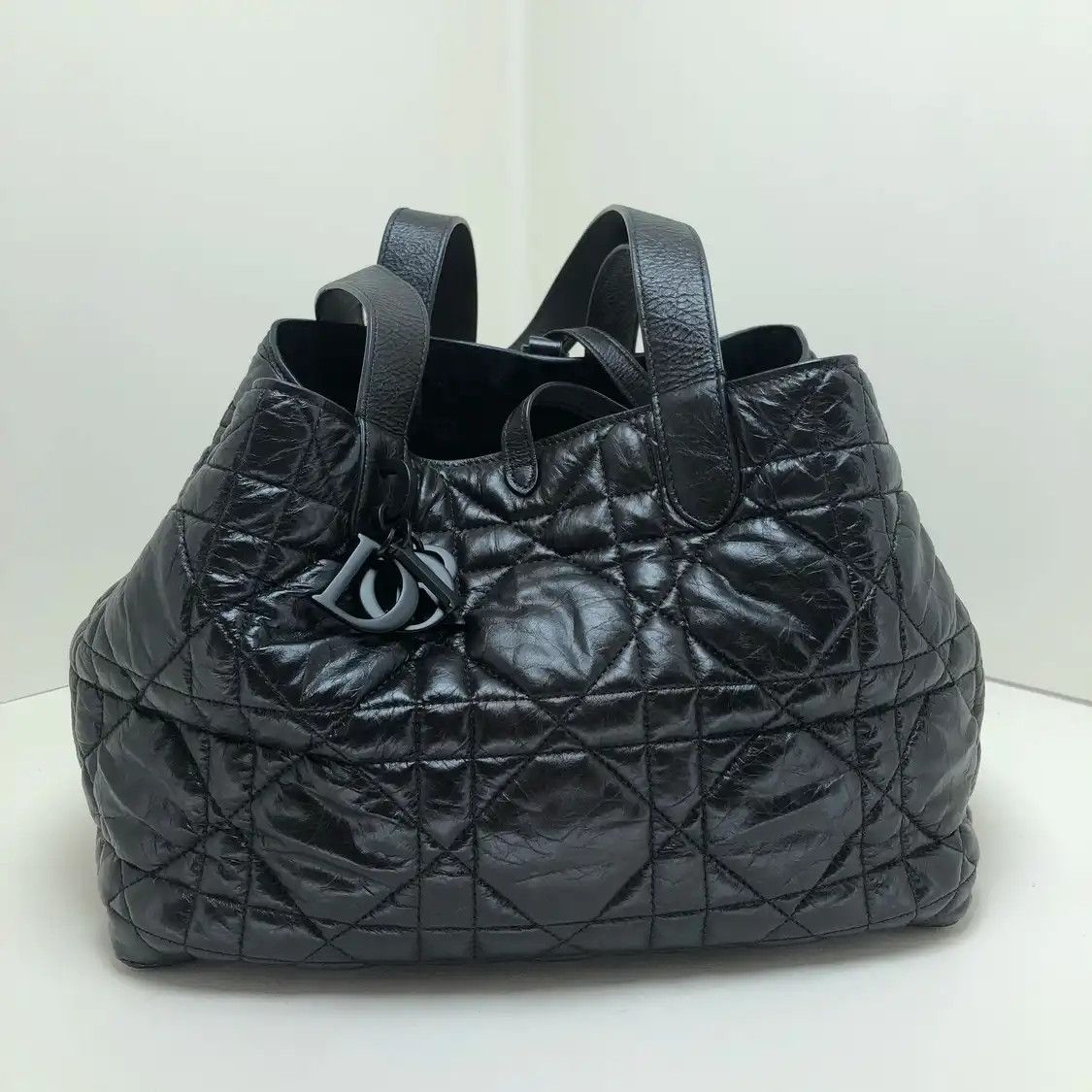 Dior DIOR Toujours black cowhide leather rattan plaid quilted handbag Size ONE SIZE - 4 Thumbnail