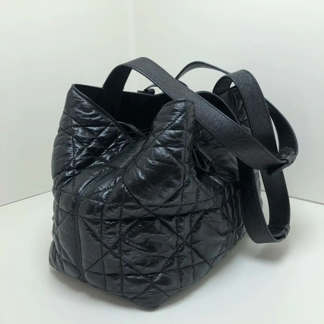 Dior DIOR Toujours black cowhide leather rattan plaid quilted handbag Size ONE SIZE - 3 Thumbnail