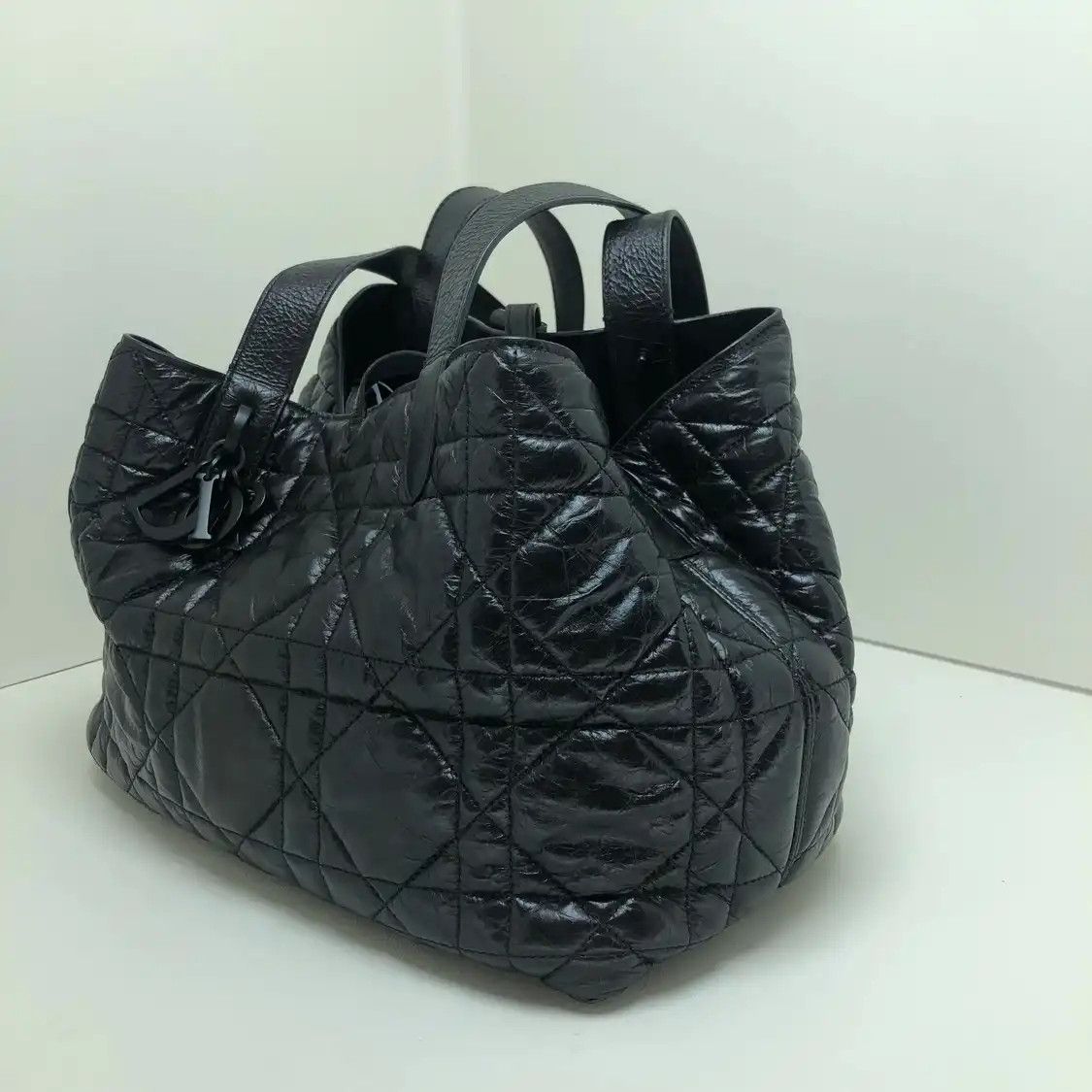Dior DIOR Toujours black cowhide leather rattan plaid quilted handbag Size ONE SIZE - 6 Thumbnail