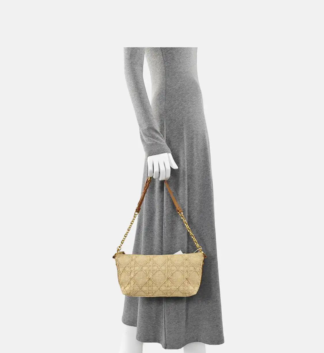 Dior DIOR Diorstar Hobo yellow special Material rattan plaid woven handbag gold hardw Size ONE SIZE - 2 Thumbnail