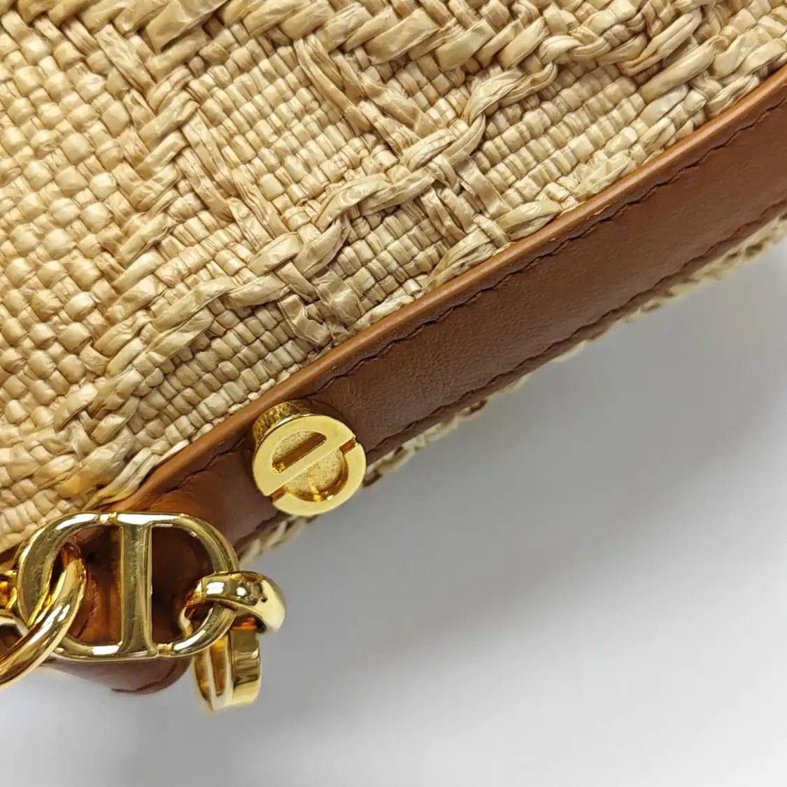 Dior DIOR Diorstar Hobo yellow special Material rattan plaid woven handbag gold hardw Size ONE SIZE - 9 Thumbnail