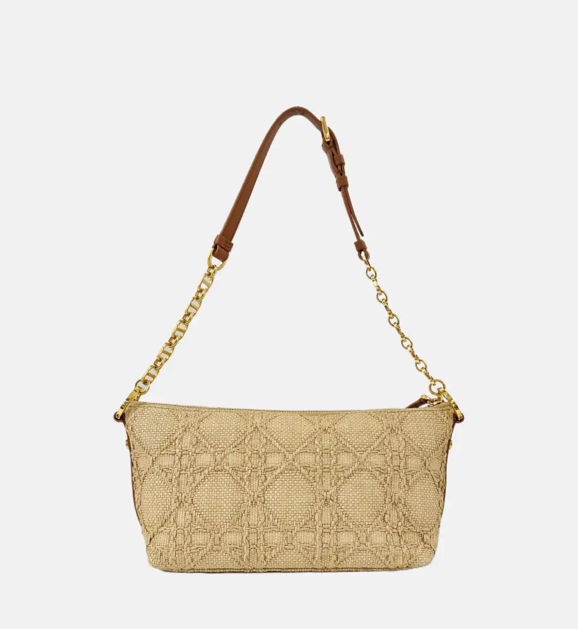 Dior DIOR Diorstar Hobo yellow special Material rattan plaid woven handbag gold hardw Size ONE SIZE - 5 Thumbnail