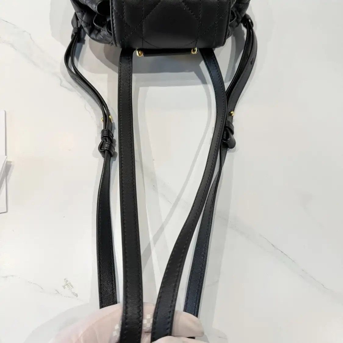 Dior DIOR Caro black sheepskin rattan plaid quilted backpack Size ONE SIZE - 8 Thumbnail