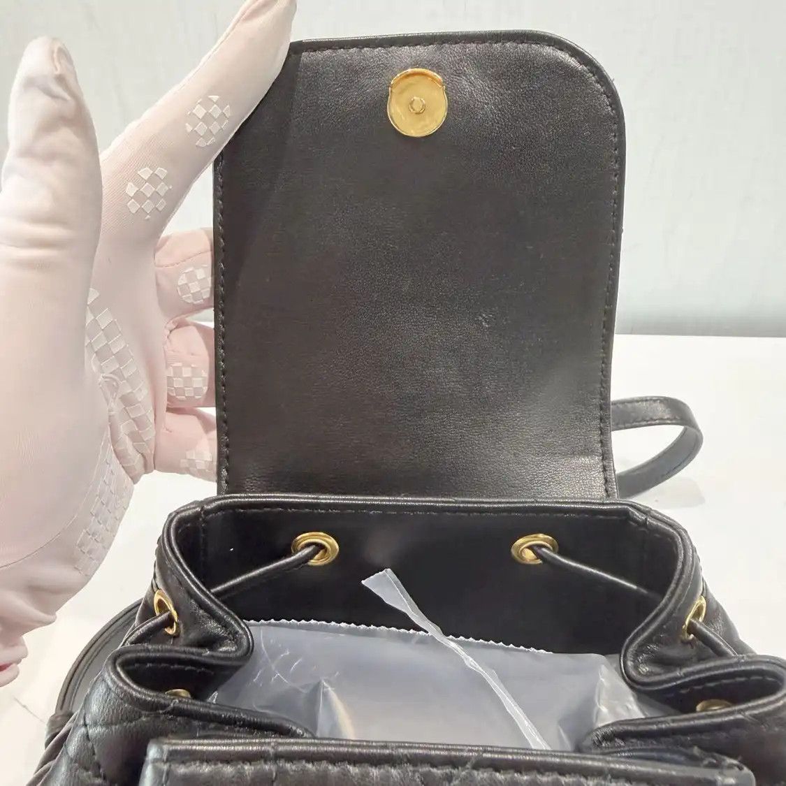 Dior DIOR Caro black sheepskin rattan plaid quilted backpack Size ONE SIZE - 7 Thumbnail