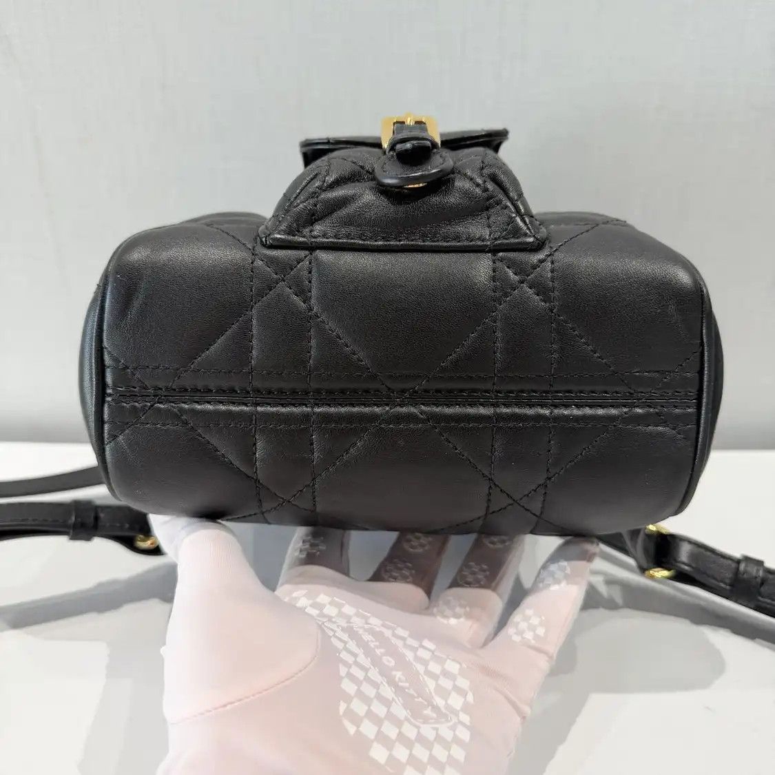 Dior DIOR Caro black sheepskin rattan plaid quilted backpack Size ONE SIZE - 5 Thumbnail