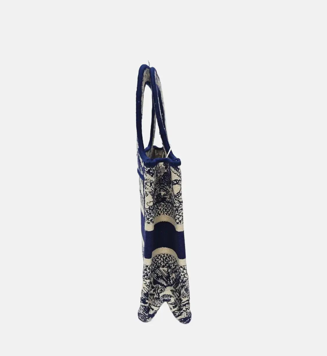 Dior DIOR Book Tote mini blue fabric embroidery handbag Size ONE SIZE - 4 Thumbnail