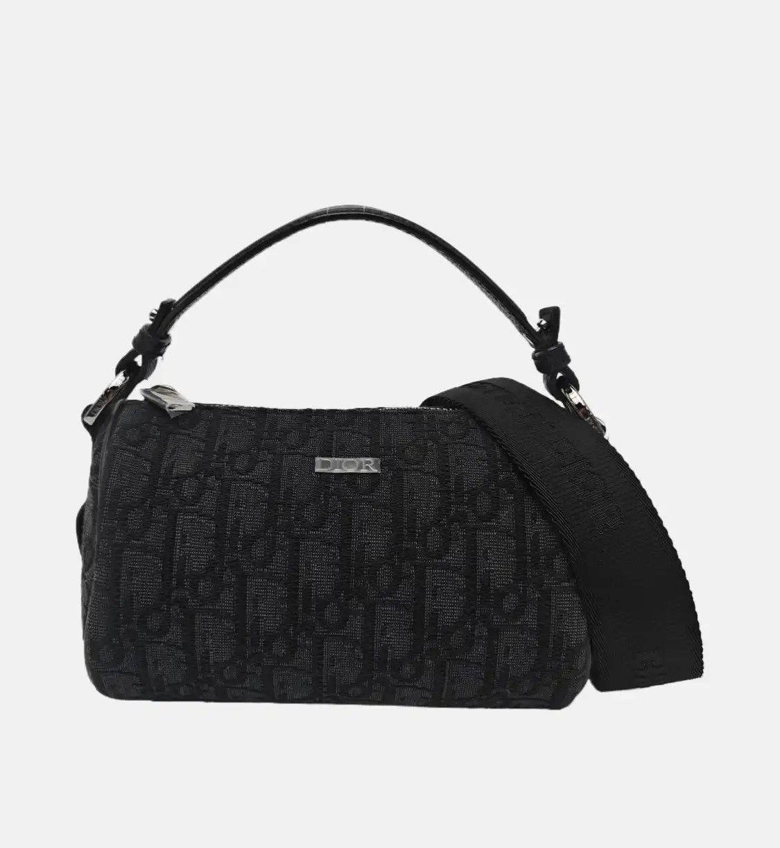 Dior DIOR black canvas monogram jacquard shoulder bag handbag crossbody bag silver ha Size ONE SIZE - 8 Thumbnail
