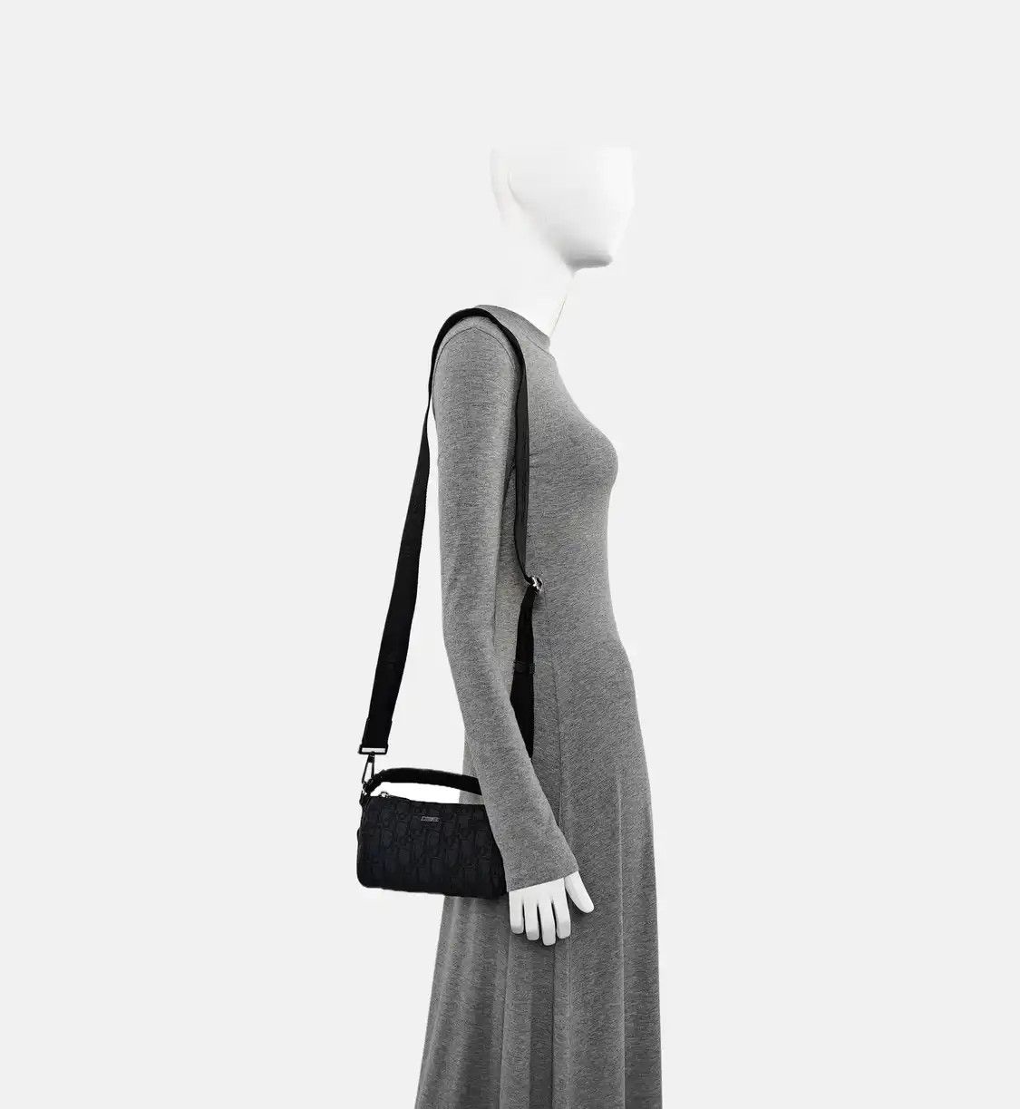 Dior DIOR black canvas monogram jacquard shoulder bag handbag crossbody bag silver ha Size ONE SIZE - 2 Thumbnail