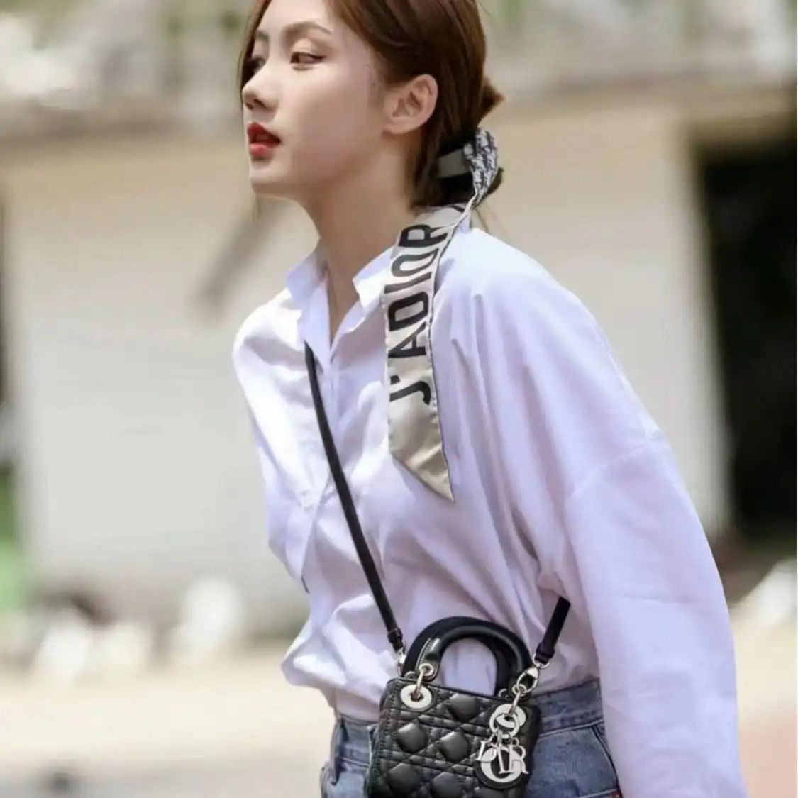 Dior DIOR Lady Dior micro black sheepskin rattan plaid quilted Lady bag shoulder bag Size ONE SIZE - 9 Thumbnail