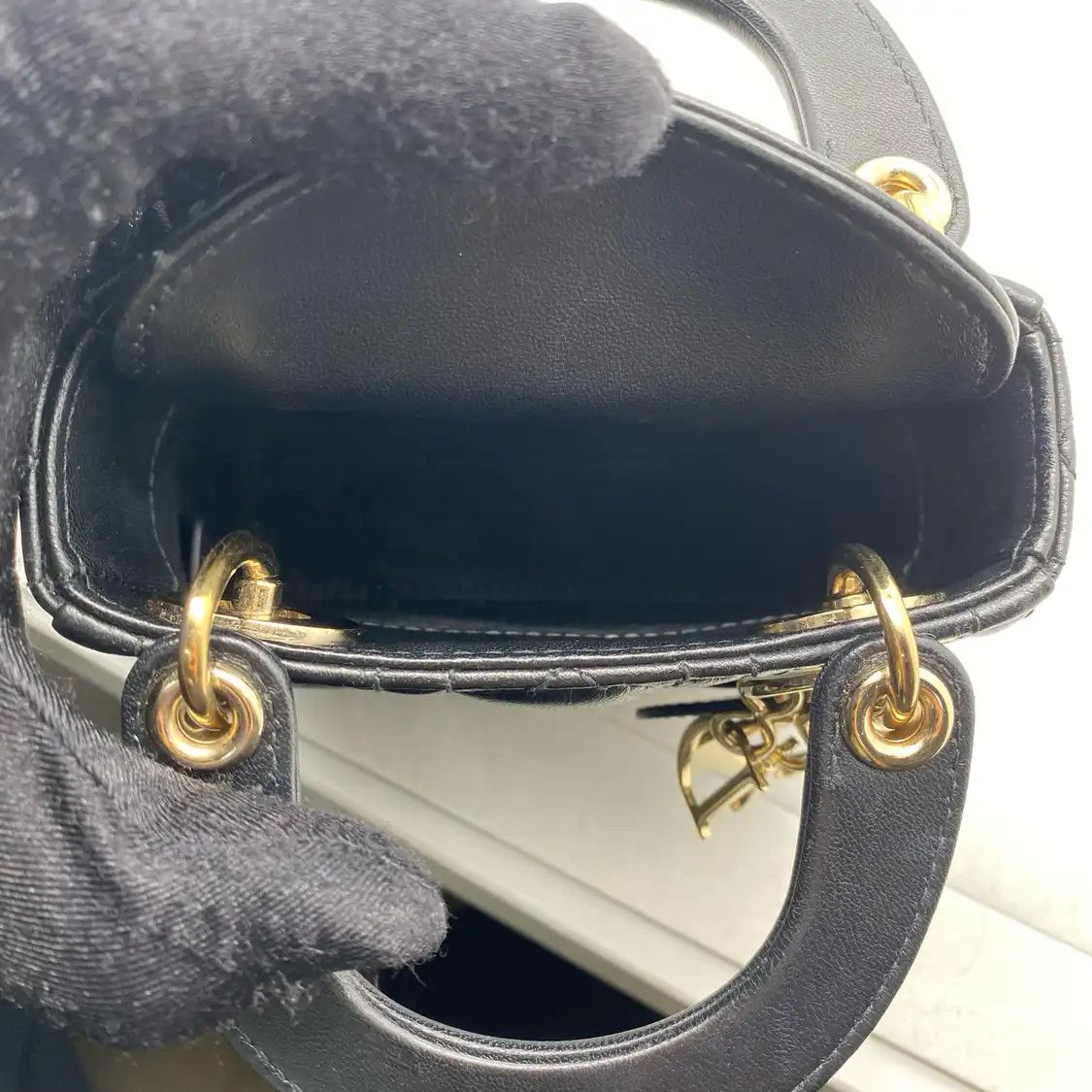 Dior DIOR Lady Dior micro black sheepskin rattan plaid quilted Lady bag shoulder bag Size ONE SIZE - 6 Thumbnail