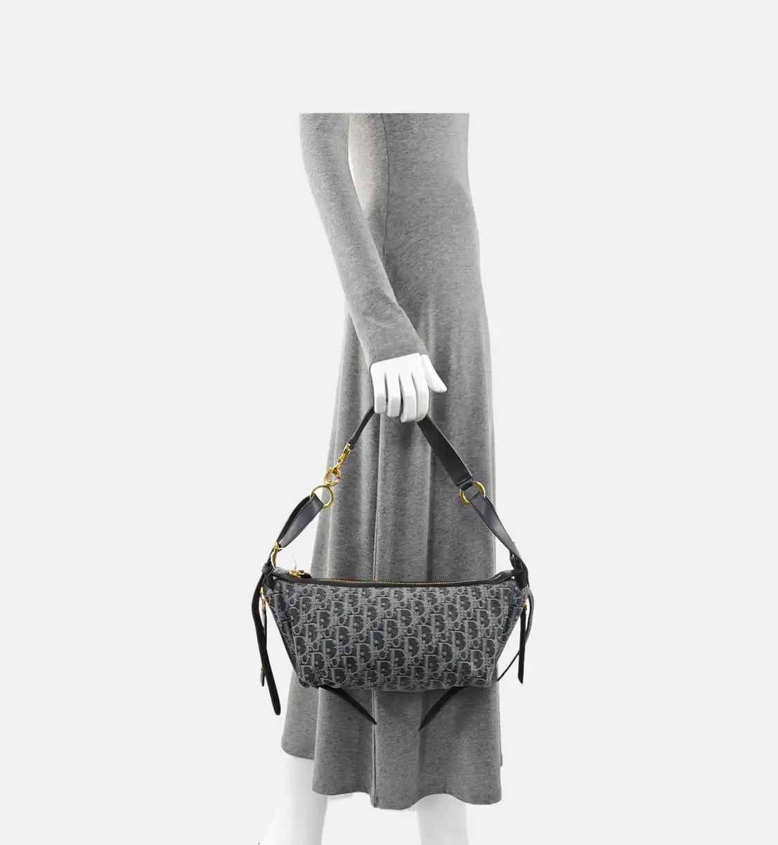 Dior DIOR D-Journey Small grey canvas monogram jacquard handbag shoulder bag gold har Size ONE SIZE - 2 Thumbnail