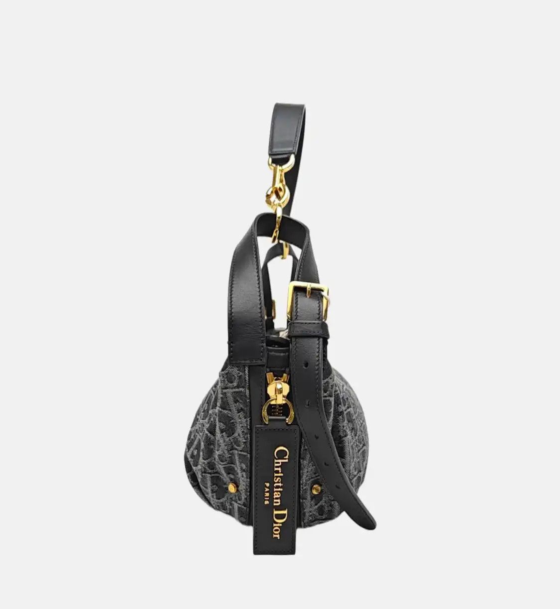 Dior DIOR D-Journey Small grey canvas monogram jacquard handbag shoulder bag gold har Size ONE SIZE - 4 Thumbnail