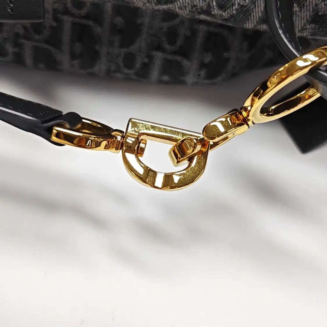 Dior DIOR D-Journey Small grey canvas monogram jacquard handbag shoulder bag gold har Size ONE SIZE - 9 Thumbnail