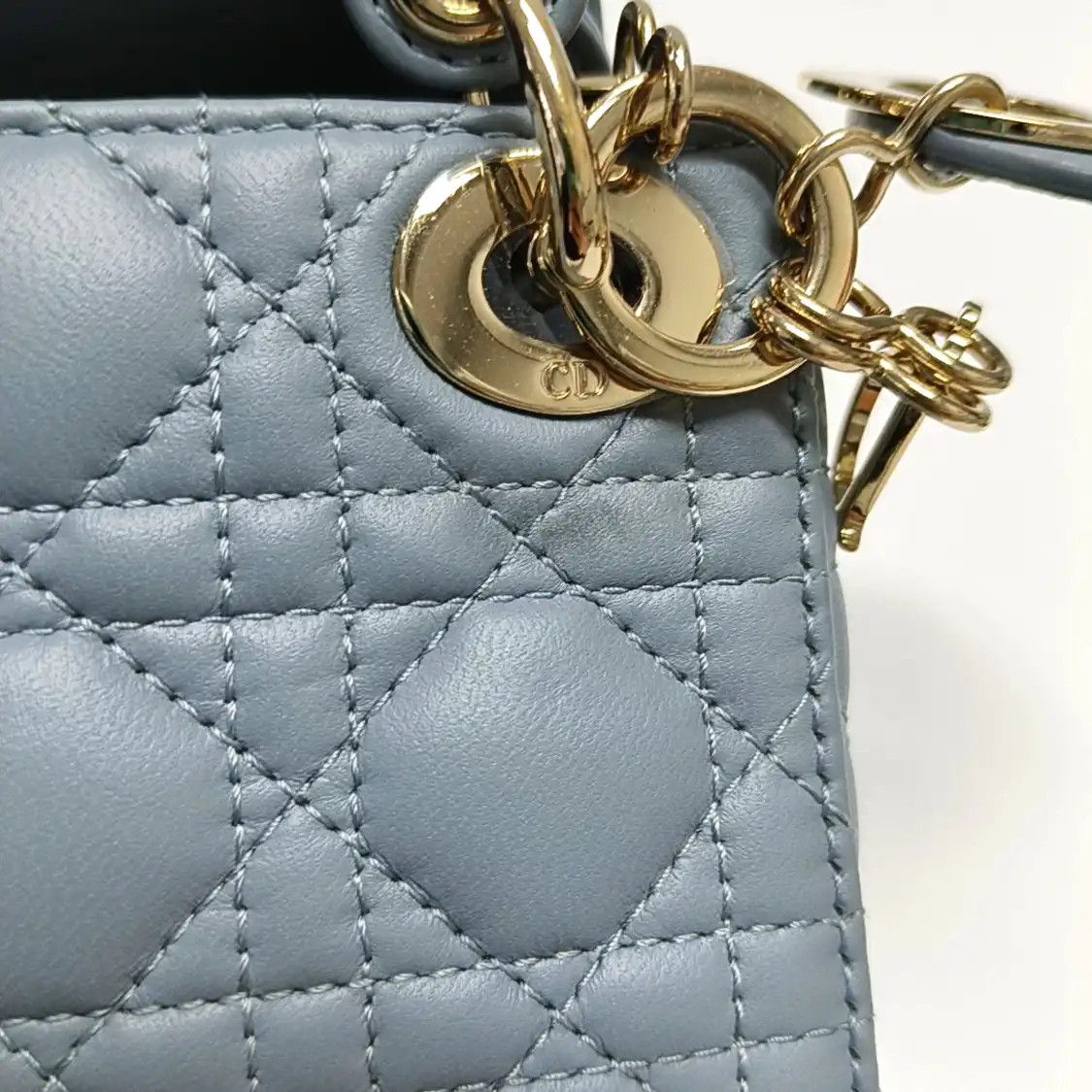 Dior DIOR Lady Dior micro blue sheepskin rattan plaid quilted Lady bag shoulder bag g Size ONE SIZE - 8 Thumbnail