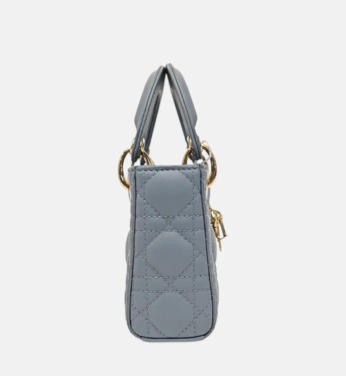 Dior DIOR Lady Dior micro blue sheepskin rattan plaid quilted Lady bag shoulder bag g Size ONE SIZE - 4 Thumbnail